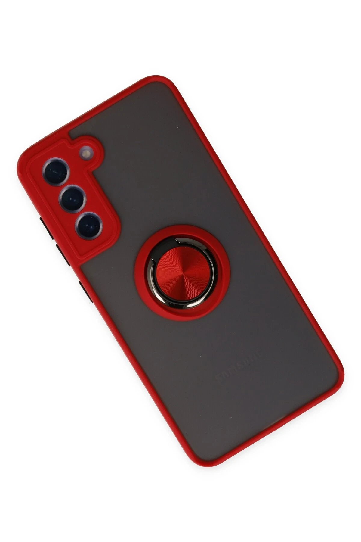 Newface Samsung Galaxy S21 FE Kılıf Montreal Yüzüklü Silikon Kapak - Kırmızı