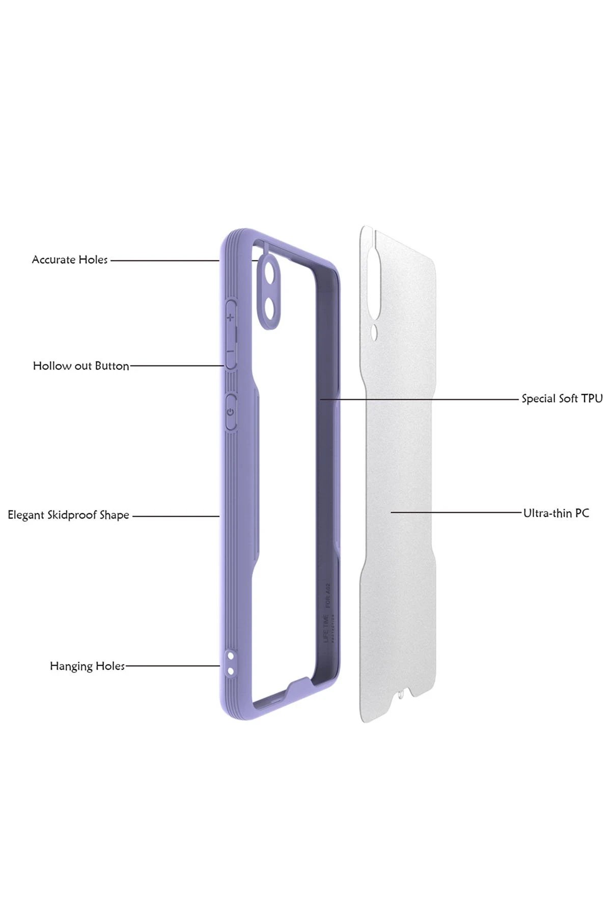 Newface Samsung Galaxy A02 Kılıf Platin Silikon - Lacivert