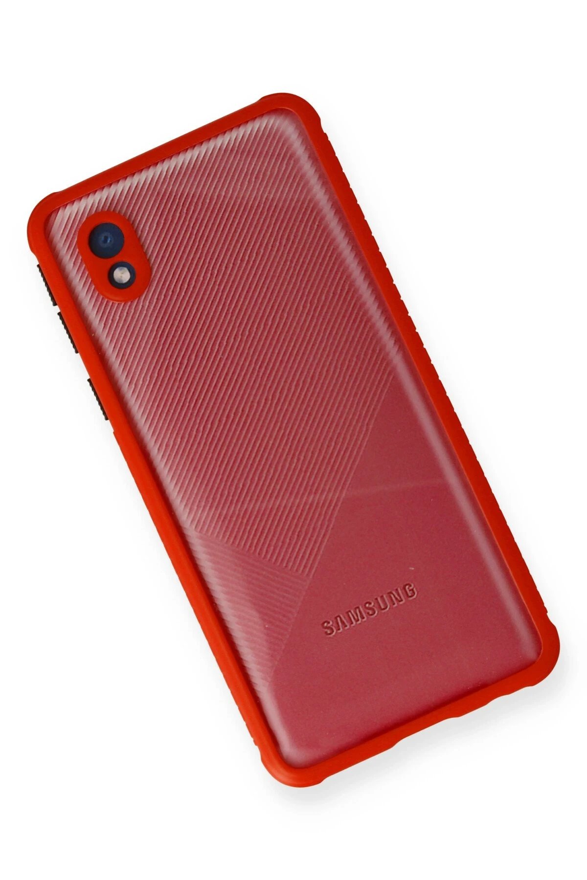 Newface Samsung Galaxy A01 Core Kılıf Miami Şeffaf Silikon - Kırmızı