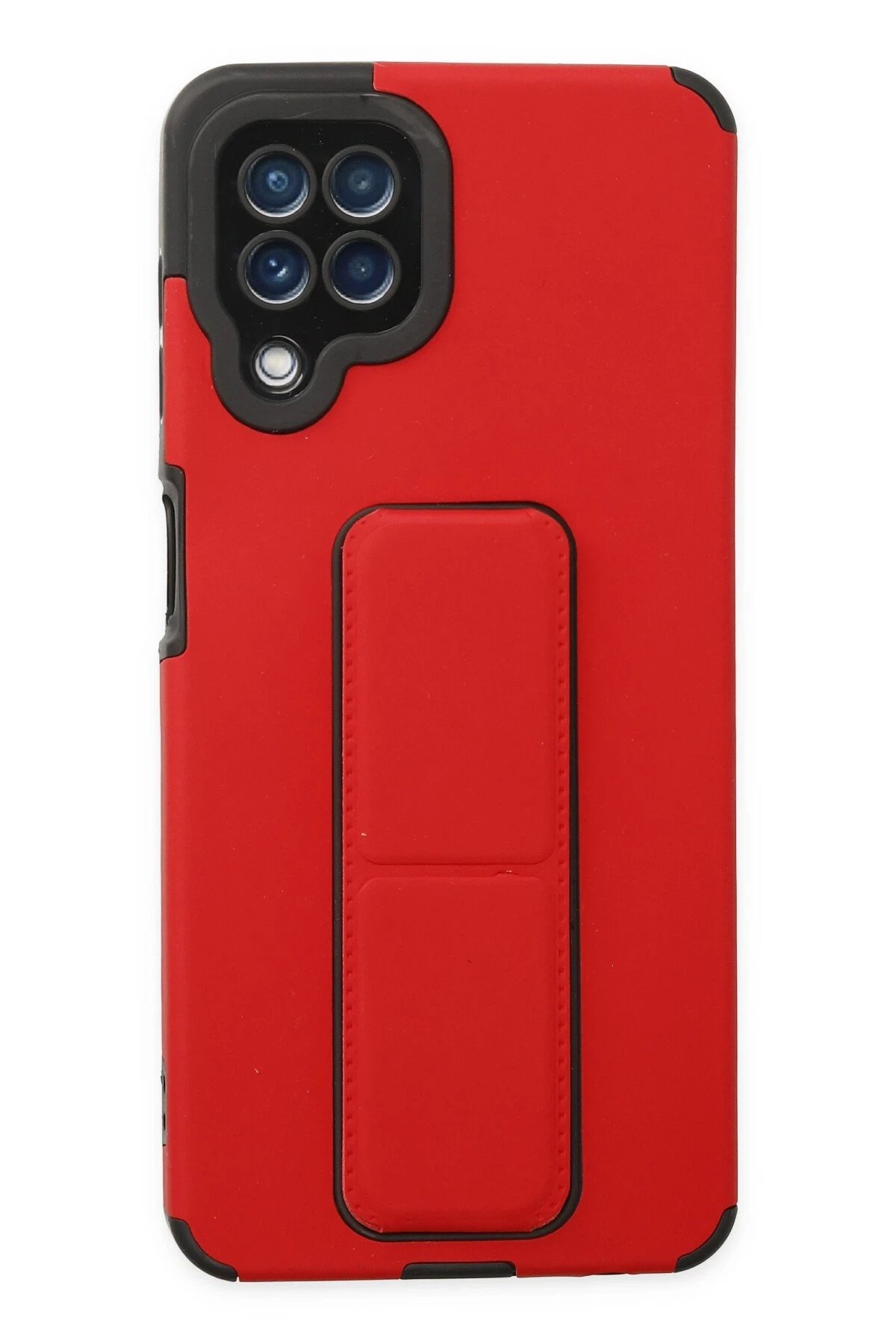 Newface Samsung Galaxy A22 Kılıf Mega Standlı Silikon - Kırmızı