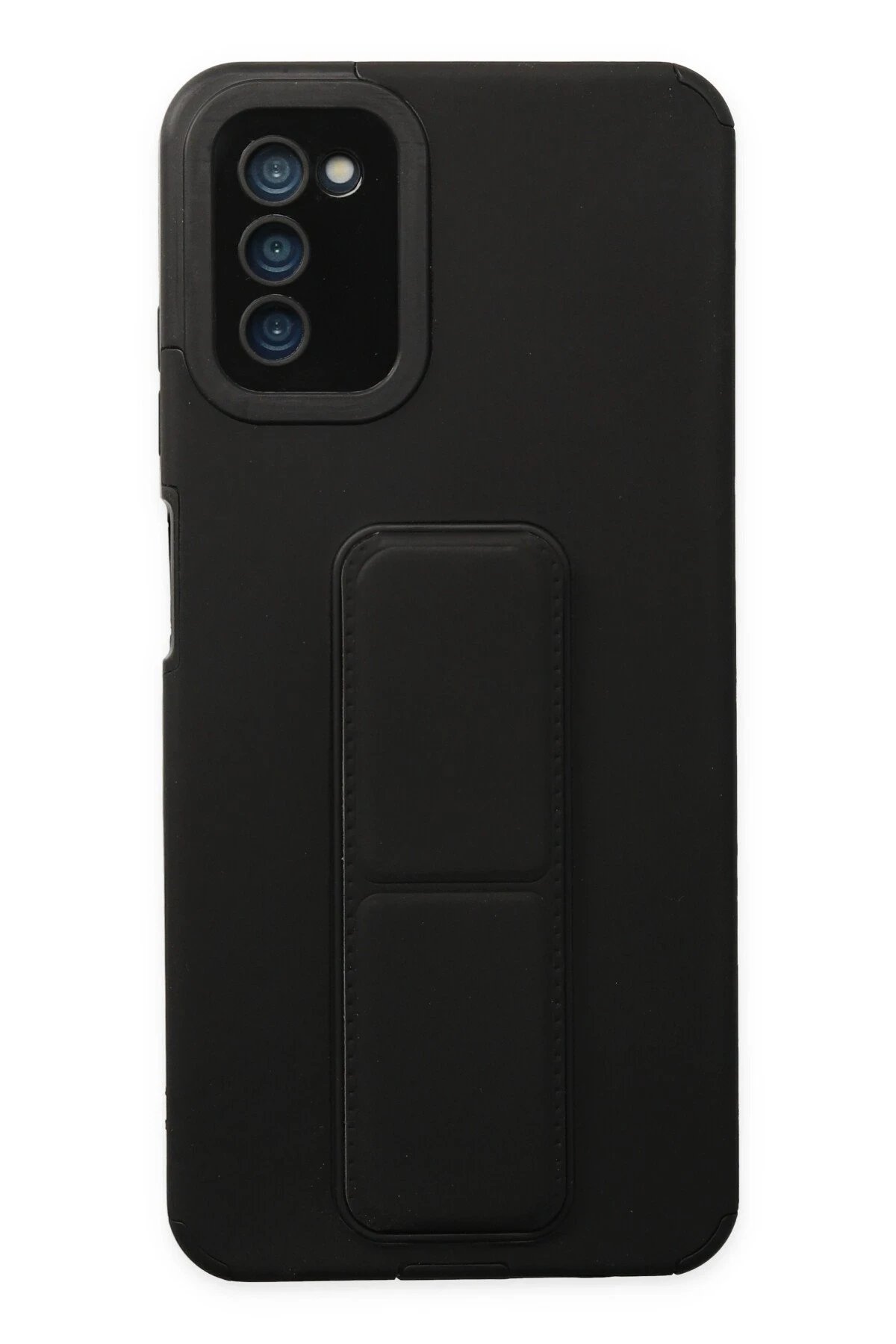 Newface Samsung Galaxy A03S Kılıf Mega Standlı Silikon - Siyah