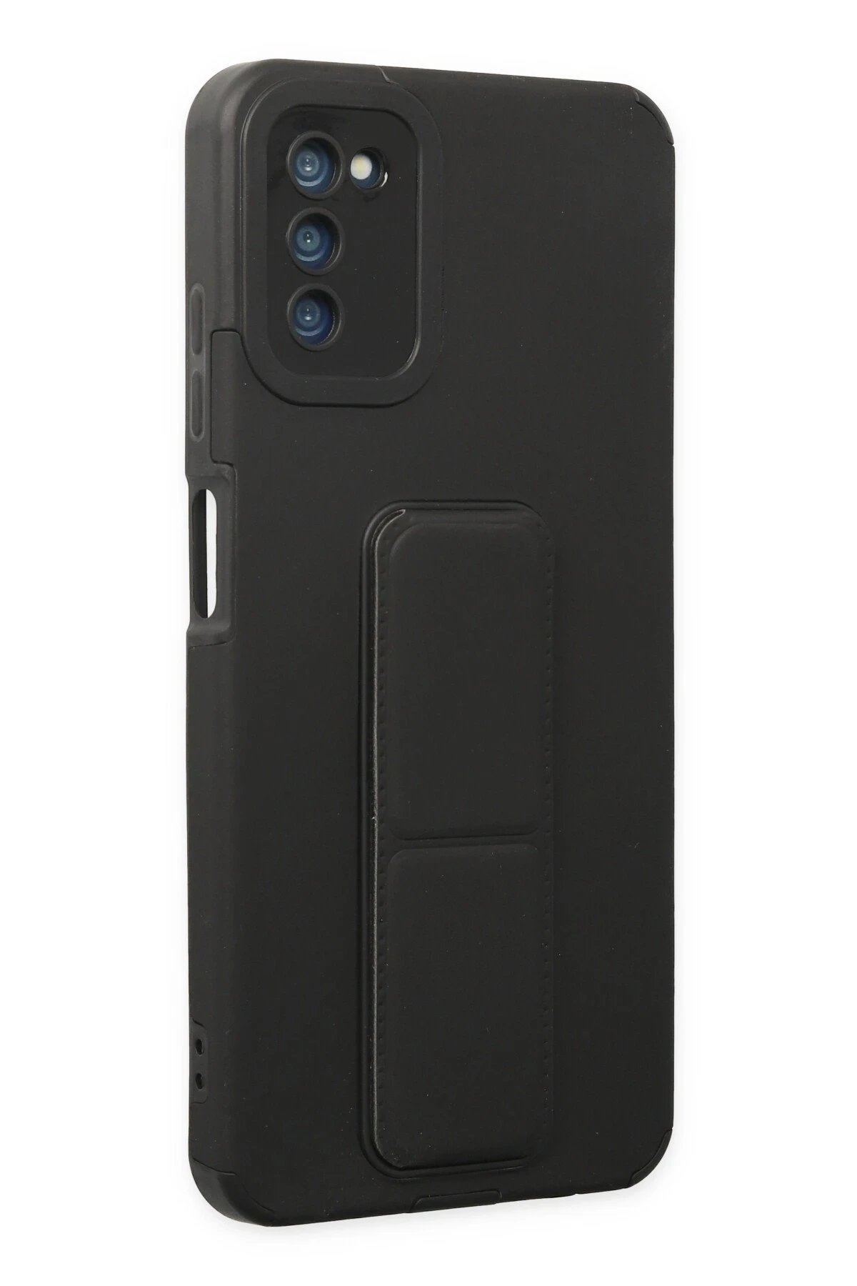 Newface Samsung Galaxy A03S Kılıf Mega Standlı Silikon - Siyah