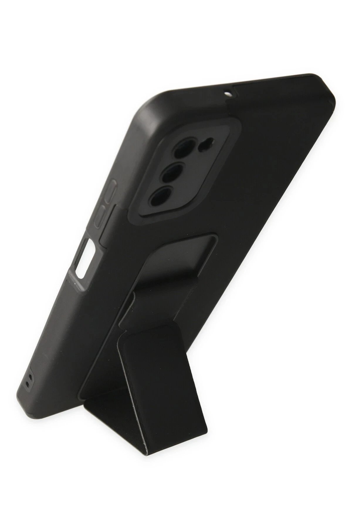 Newface Samsung Galaxy A03S Kılıf Mega Standlı Silikon - Siyah