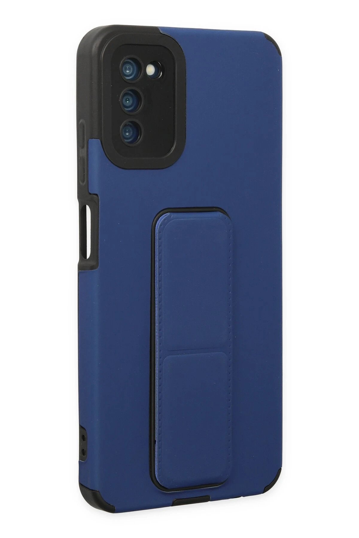 Newface Samsung Galaxy A03S Kılıf Mega Standlı Silikon - Mavi