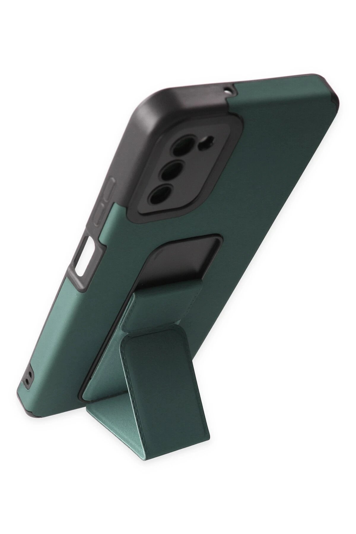 Newface Samsung Galaxy A03S Kılıf Mega Standlı Silikon - Yeşil