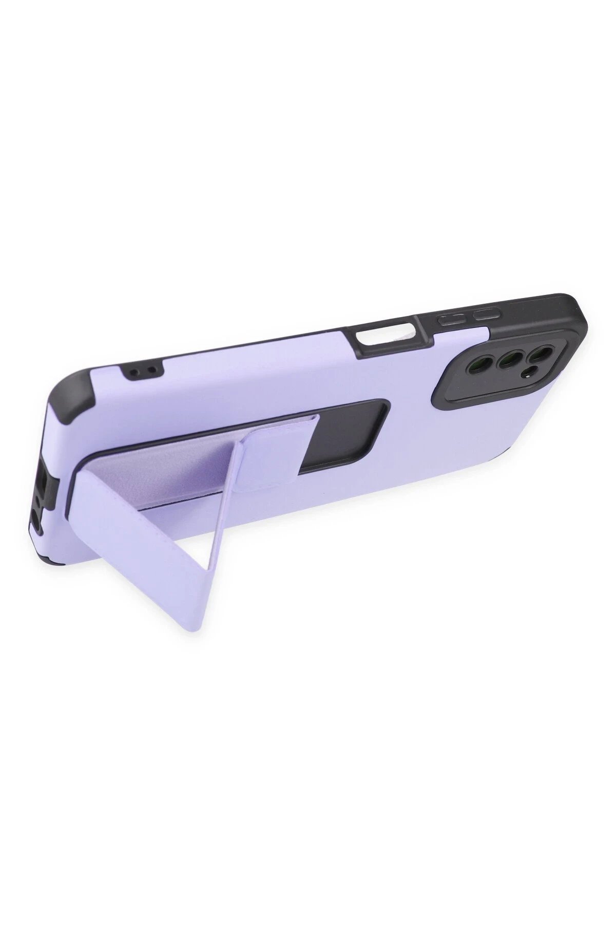 Newface Samsung Galaxy A03S Kılıf Mega Standlı Silikon - Lila