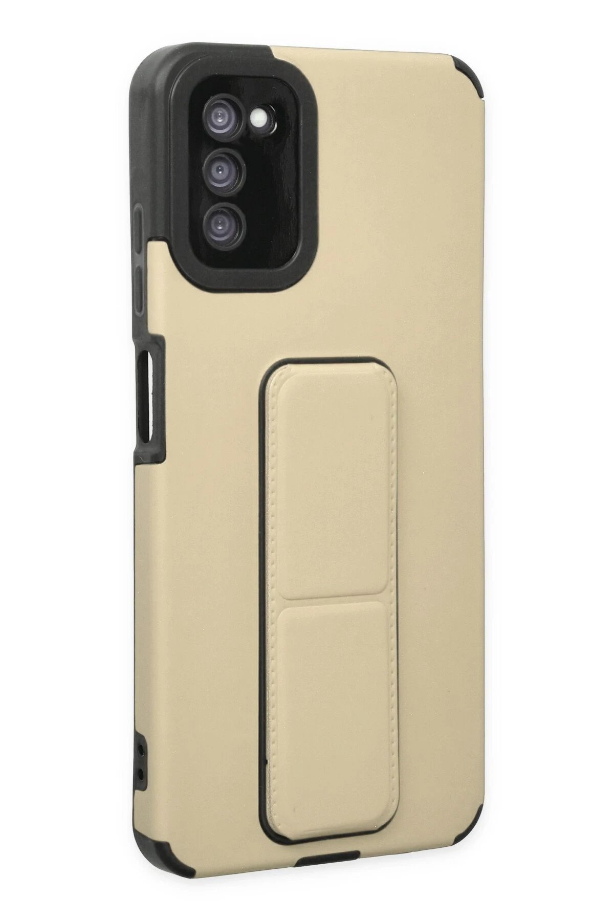 Newface Samsung Galaxy A03S Kılıf Mega Standlı Silikon - Gold