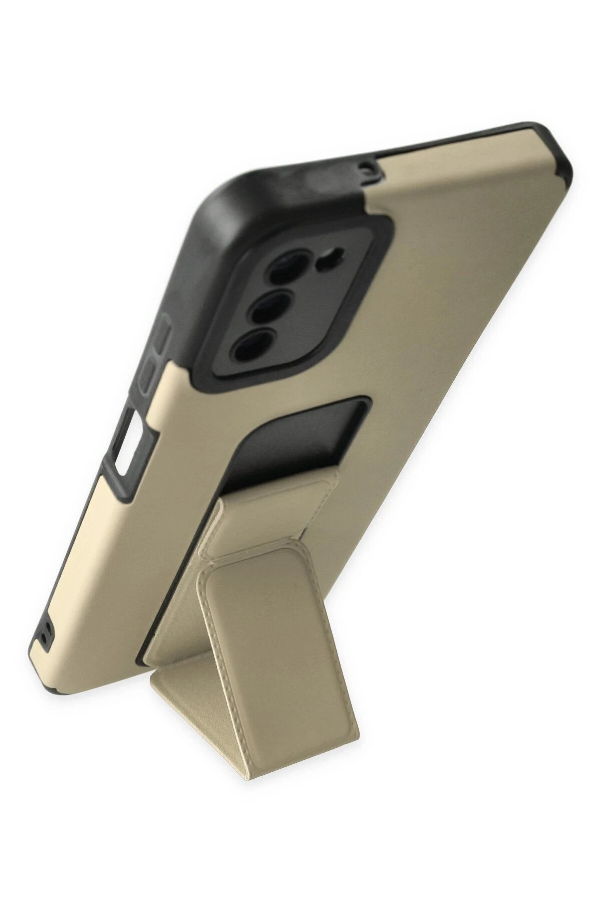 Newface Samsung Galaxy A03S Kılıf Mega Standlı Silikon - Gold