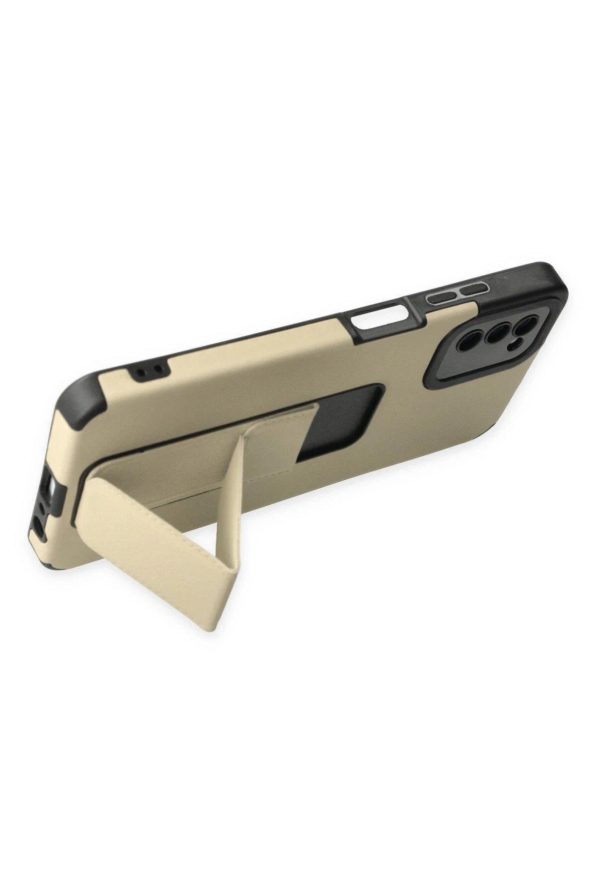 Newface Samsung Galaxy A03S Kılıf Mega Standlı Silikon - Gold