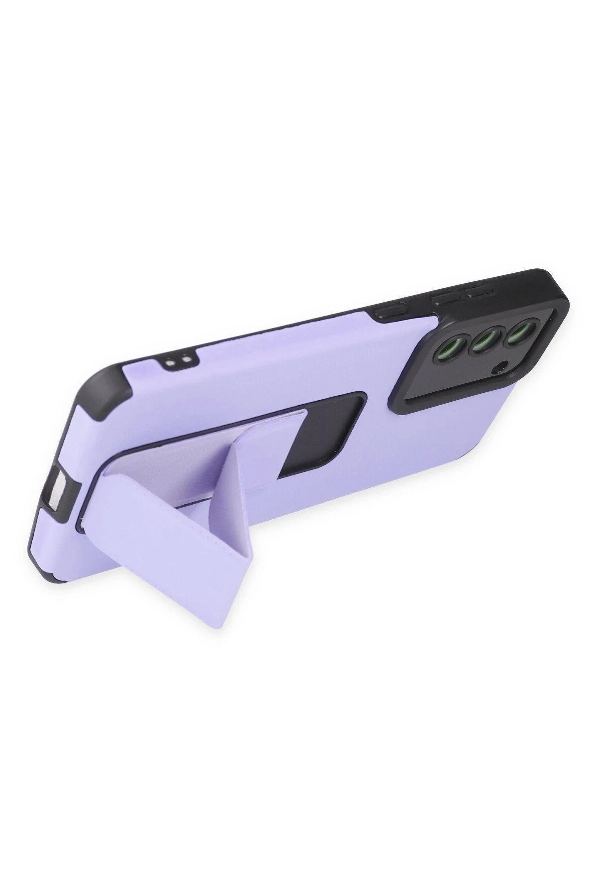 Newface Samsung Galaxy S21 FE Kılıf Mega Standlı Silikon - Lila