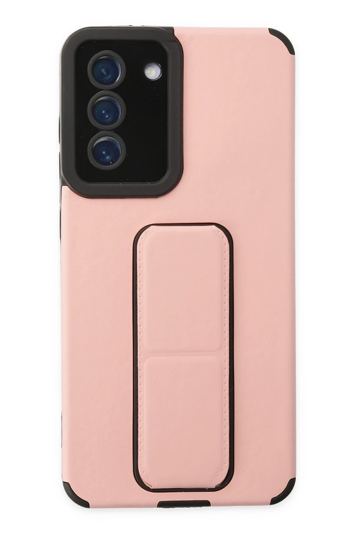 Newface Samsung Galaxy S21 FE Kılıf Mega Standlı Silikon - Pudra