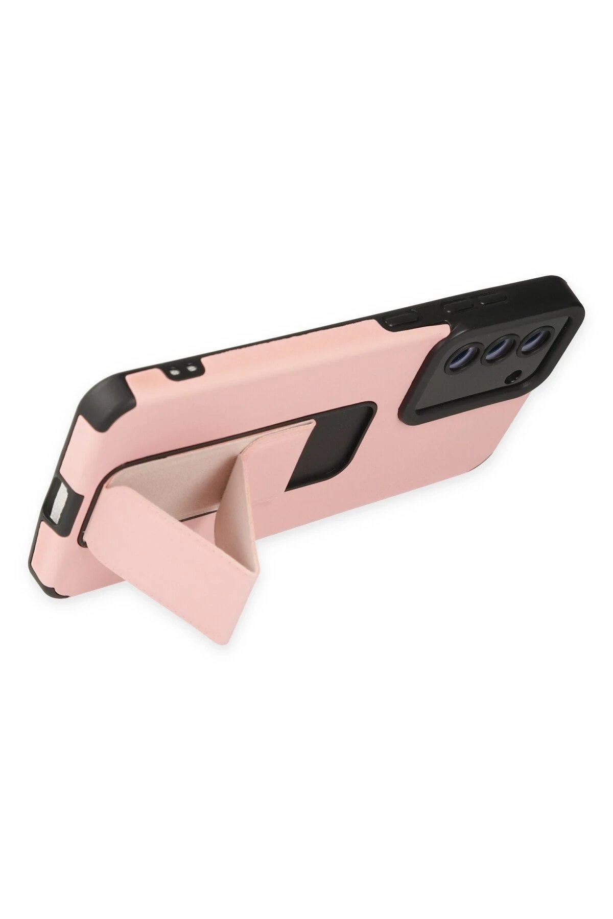 Newface Samsung Galaxy S21 FE Kılıf Mega Standlı Silikon - Pudra