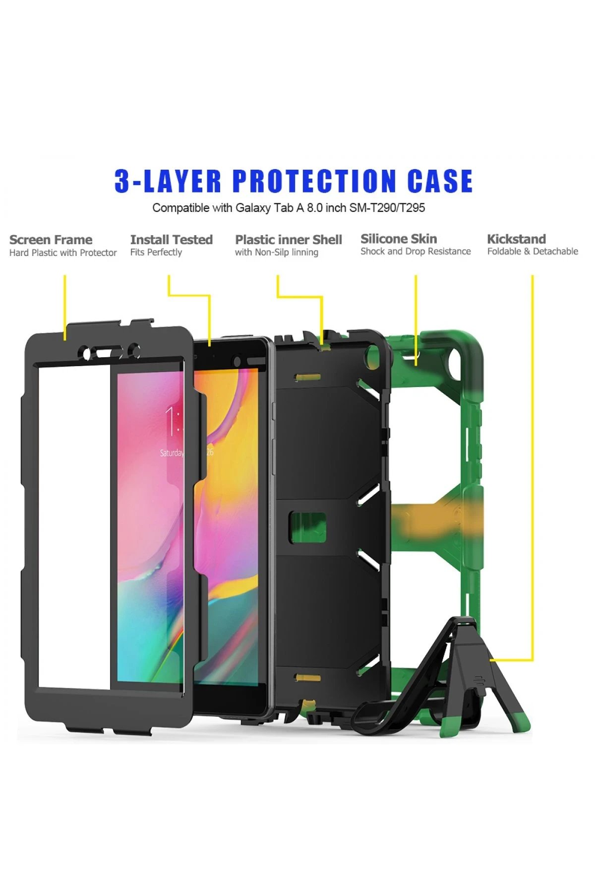 Newface Samsung Galaxy T290 Tab A 8 Kılıf Griffin Tablet Kapak - Kamuflaj