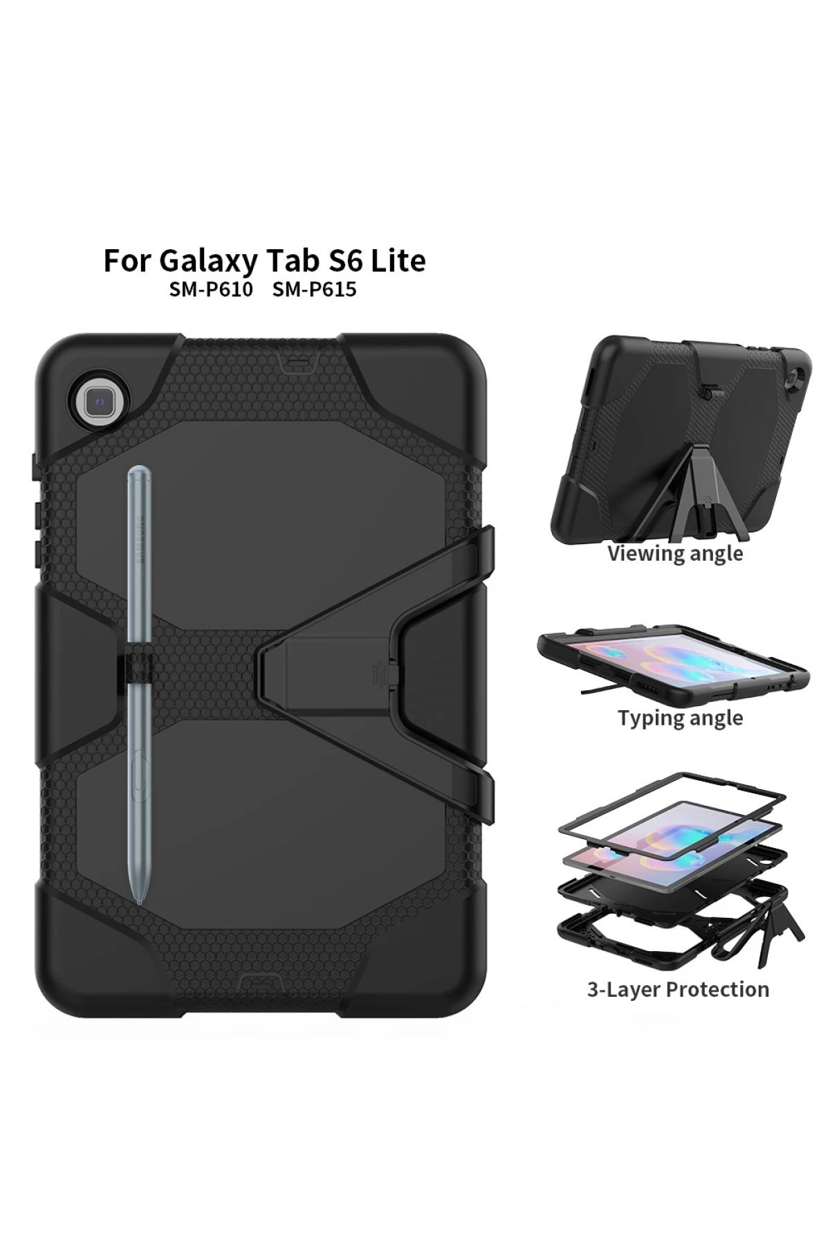 Newface Samsung Galaxy T500 Tab A7 10.4 Kılıf Griffin Tablet Kapak - Siyah