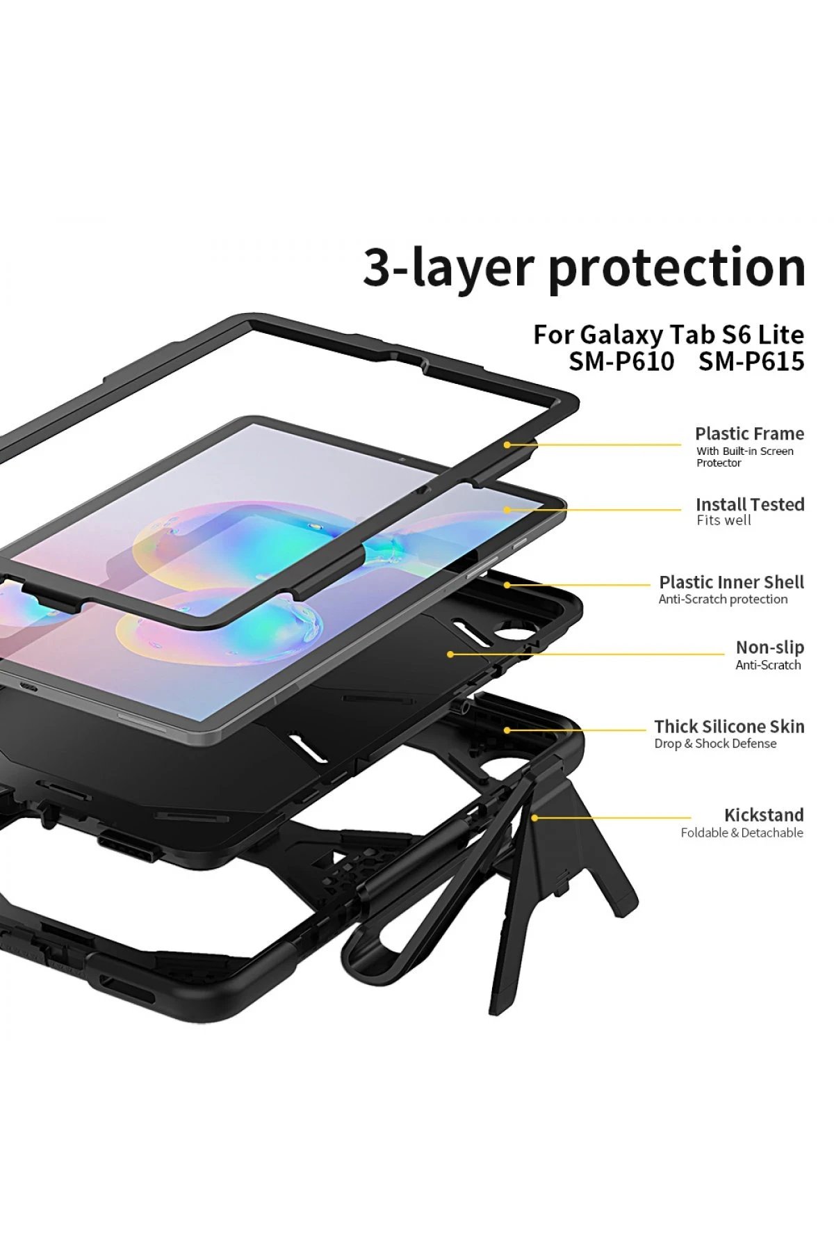 Newface Samsung Galaxy T500 Tab A7 10.4 Kılıf Griffin Tablet Kapak - Siyah