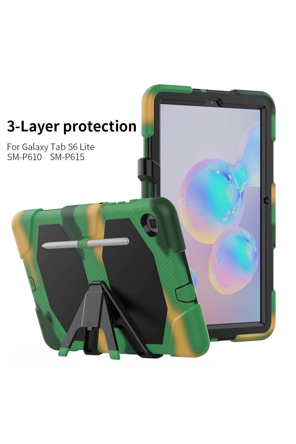 Newface Samsung Galaxy P610 Tab S6 Lite 10.4 Kılıf Griffin Tablet Kapak - Kamuflaj