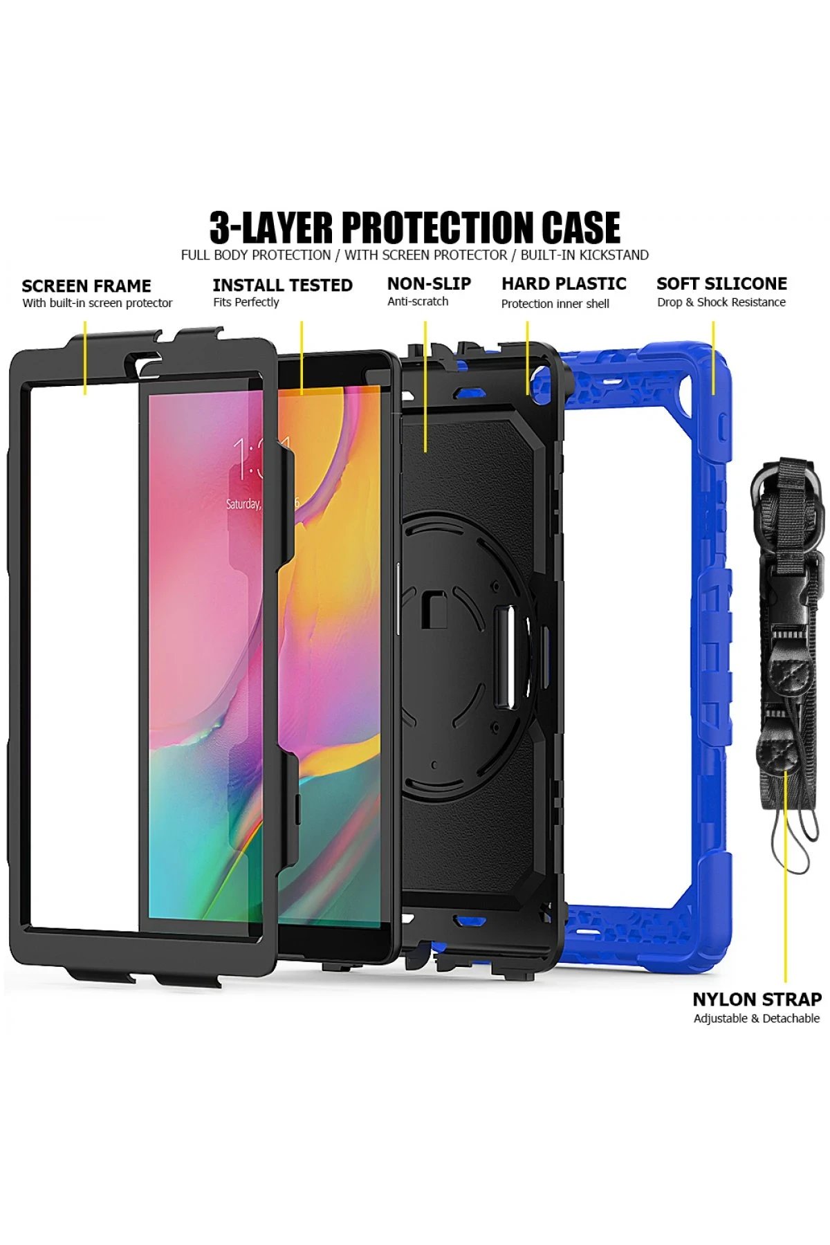 Newface Samsung Galaxy T510 Tab A 10.1 Kılıf Pars Tablet Kapak - Mavi