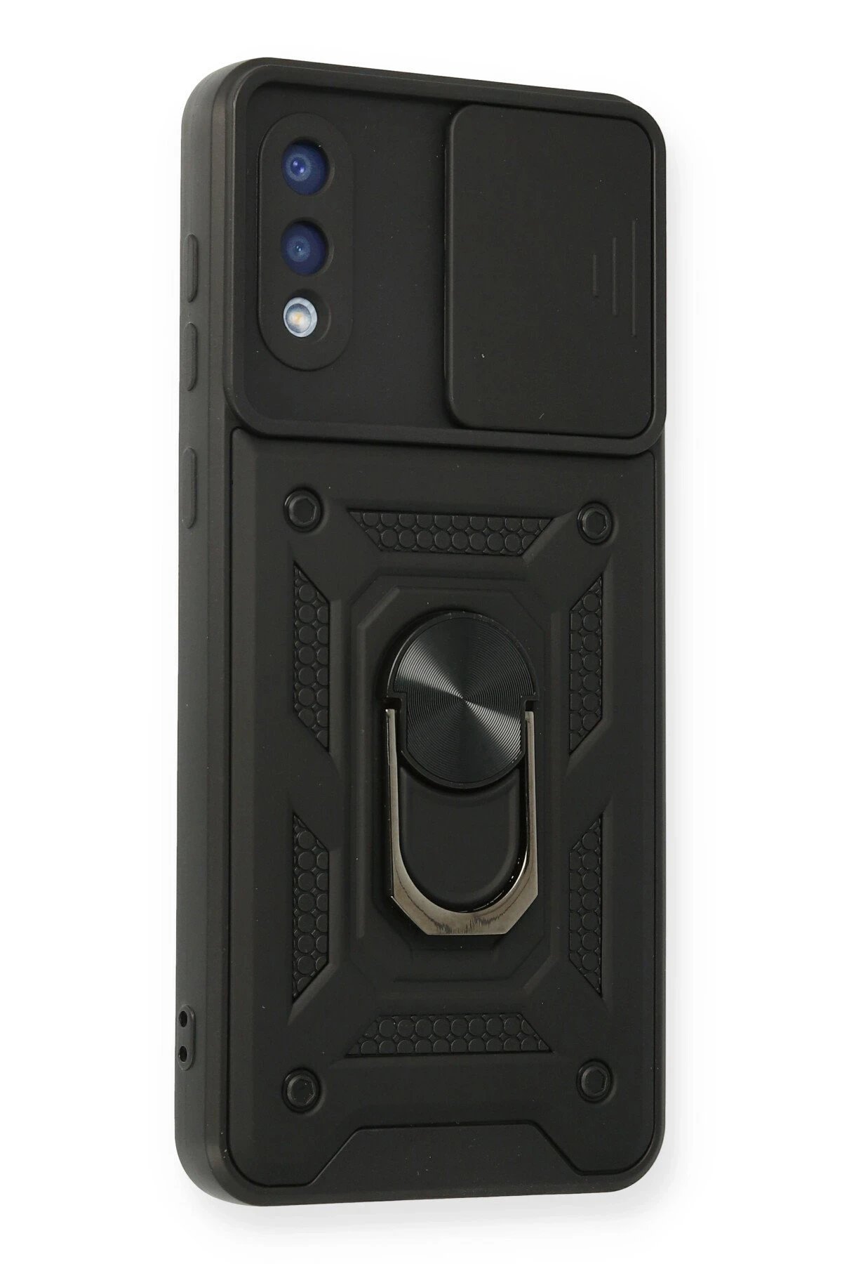 Newface Samsung Galaxy A02 Kılıf Pars Lens Yüzüklü Silikon - Siyah