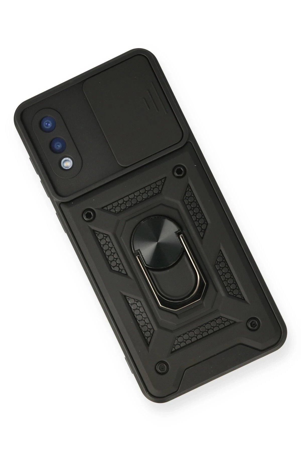 Newface Samsung Galaxy A02 Kılıf Pars Lens Yüzüklü Silikon - Siyah