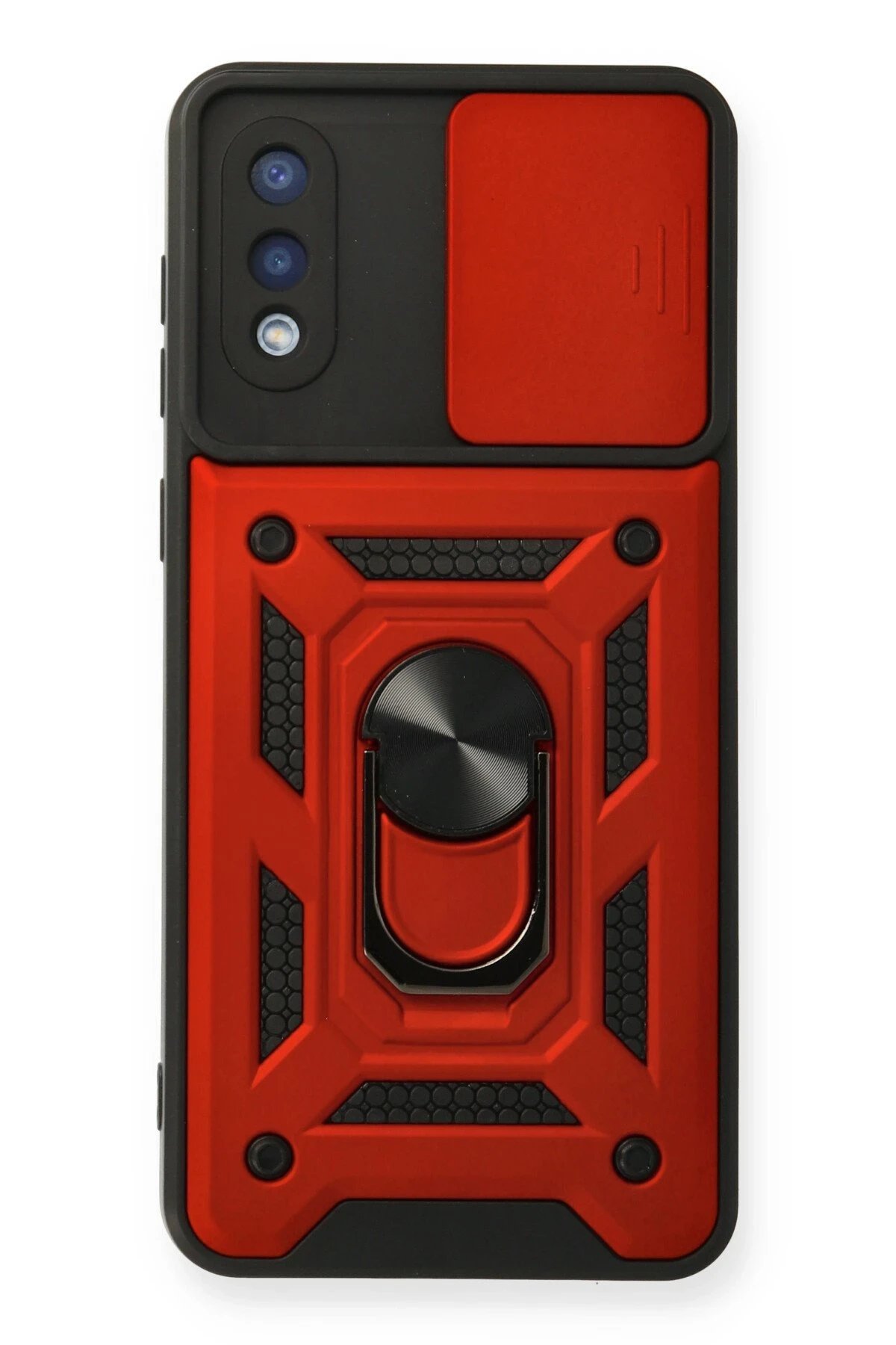 Newface Samsung Galaxy A02 Kılıf Pars Lens Yüzüklü Silikon - Kırmızı