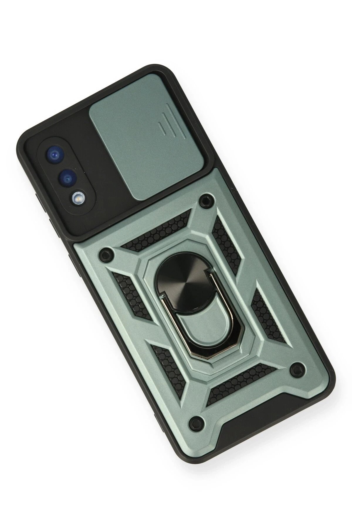 Newface Samsung Galaxy A02 Kılıf Pars Lens Yüzüklü Silikon - Yeşil