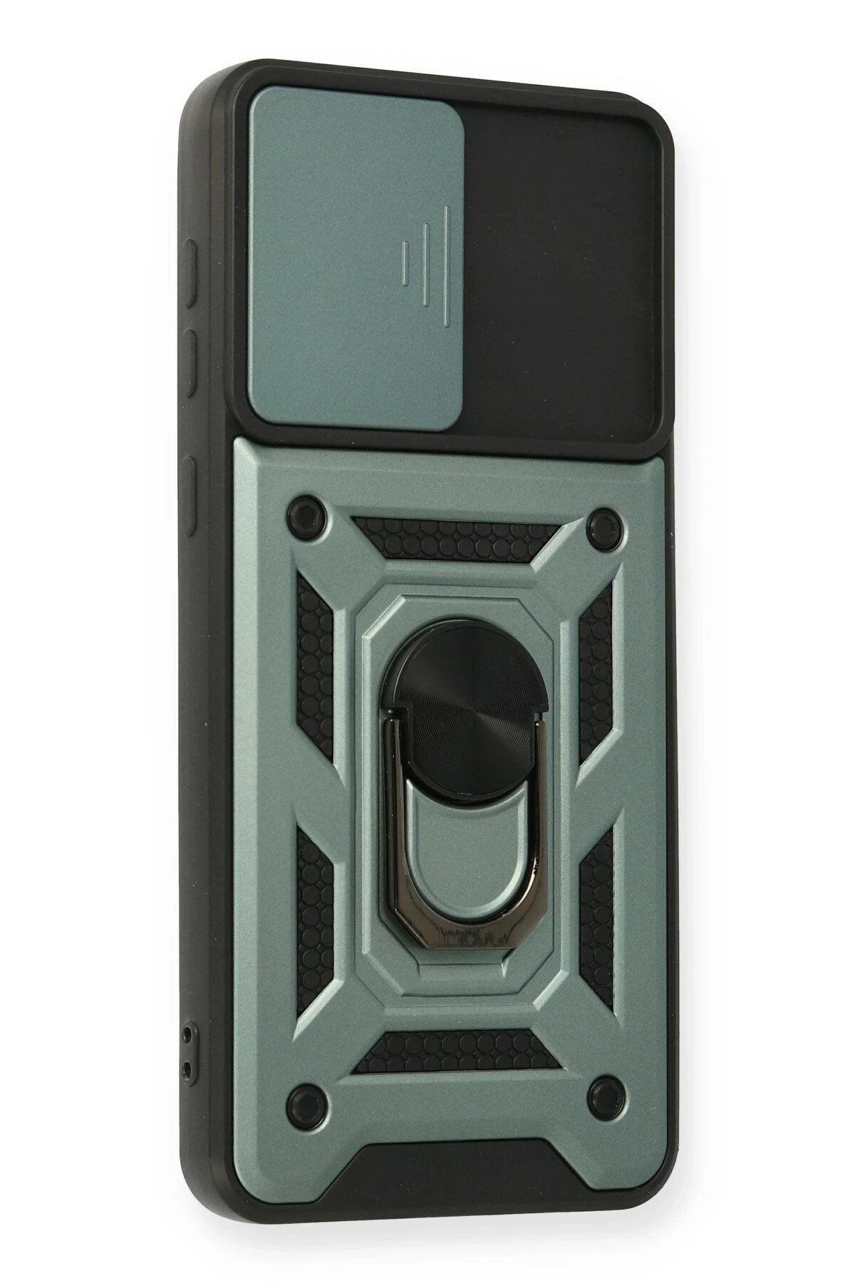 Newface Samsung Galaxy A02 Kılıf Pars Lens Yüzüklü Silikon - Yeşil