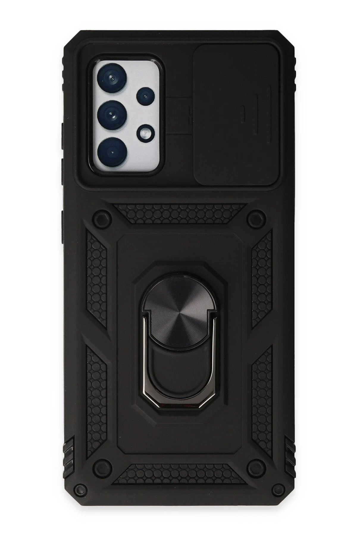 Newface Samsung Galaxy A72 Kılıf Pars Lens Yüzüklü Silikon - Siyah