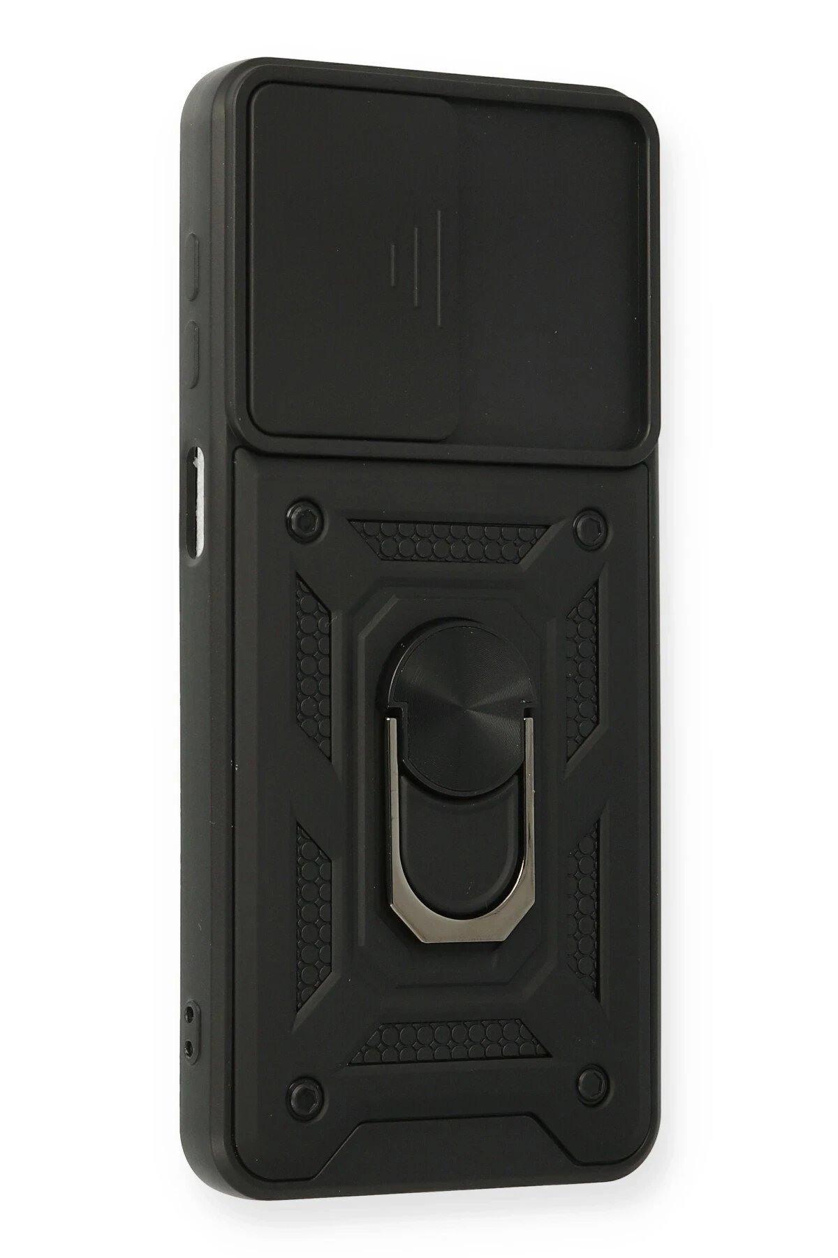 Newface Samsung Galaxy A12 Kılıf Pars Lens Yüzüklü Silikon - Siyah