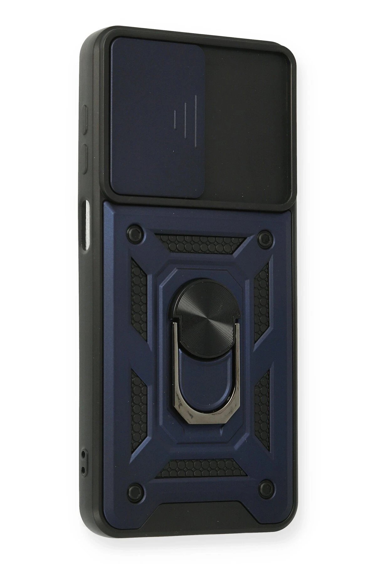 Newface Samsung Galaxy A12 Kılıf Pars Lens Yüzüklü Silikon - Lacivert