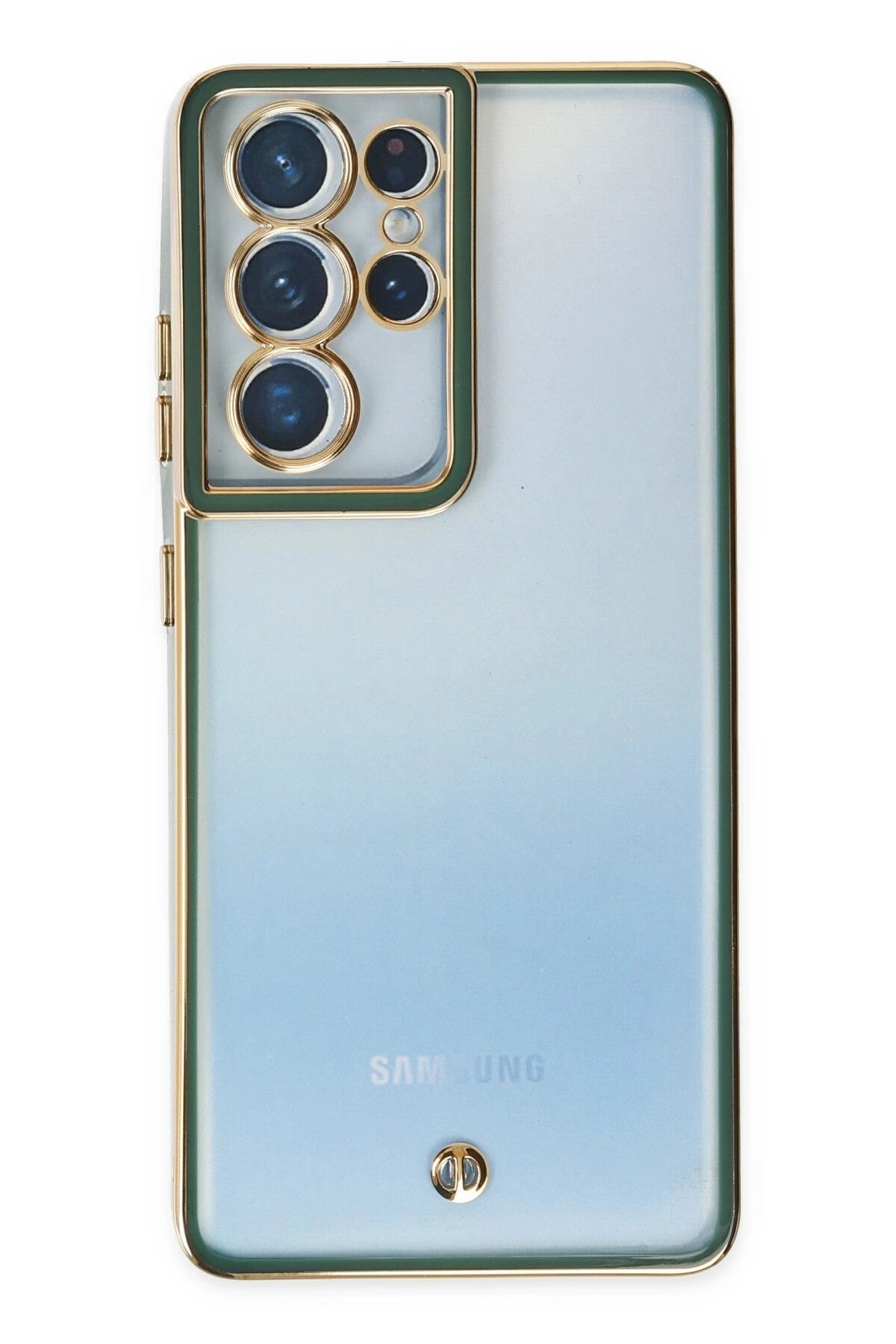 Newface Samsung Galaxy S21 Ultra Kılıf Liva Lens Silikon - Yeşil