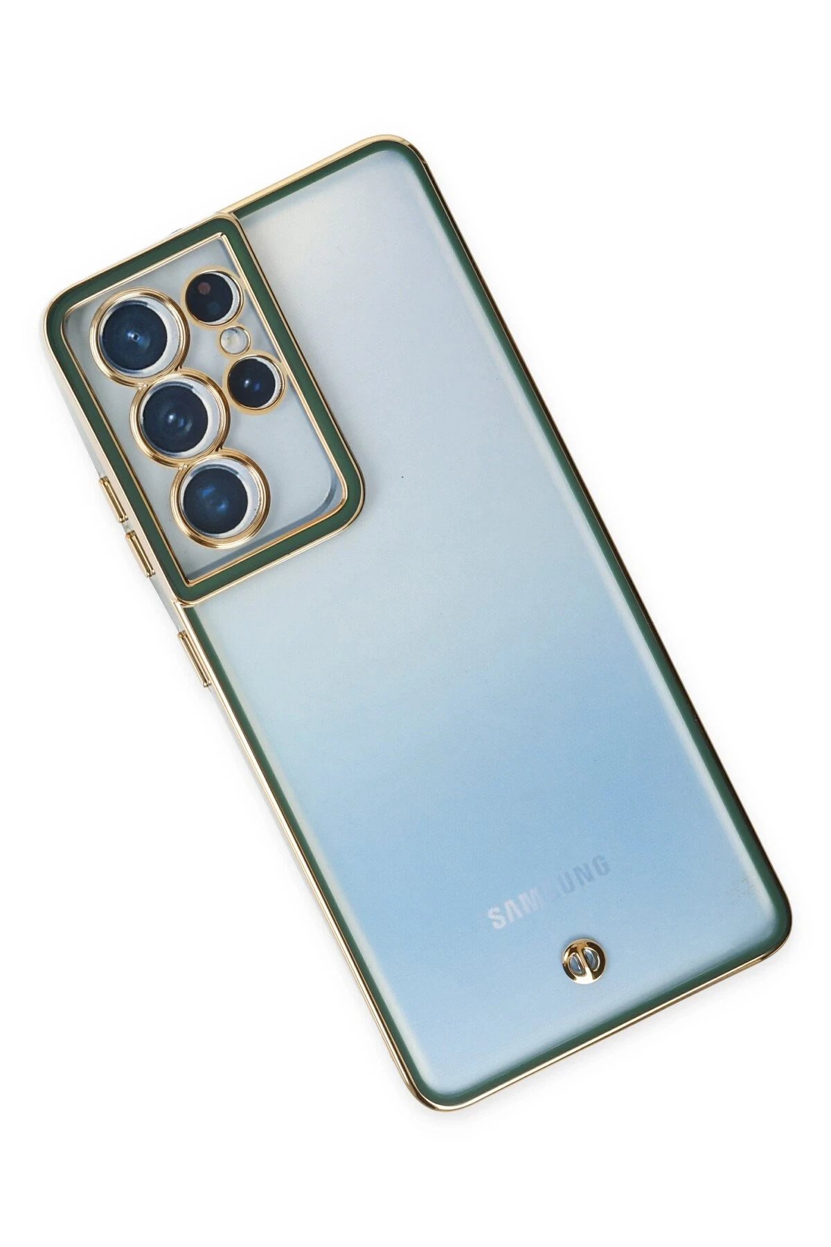 Newface Samsung Galaxy S21 Ultra Kılıf Liva Lens Silikon - Yeşil