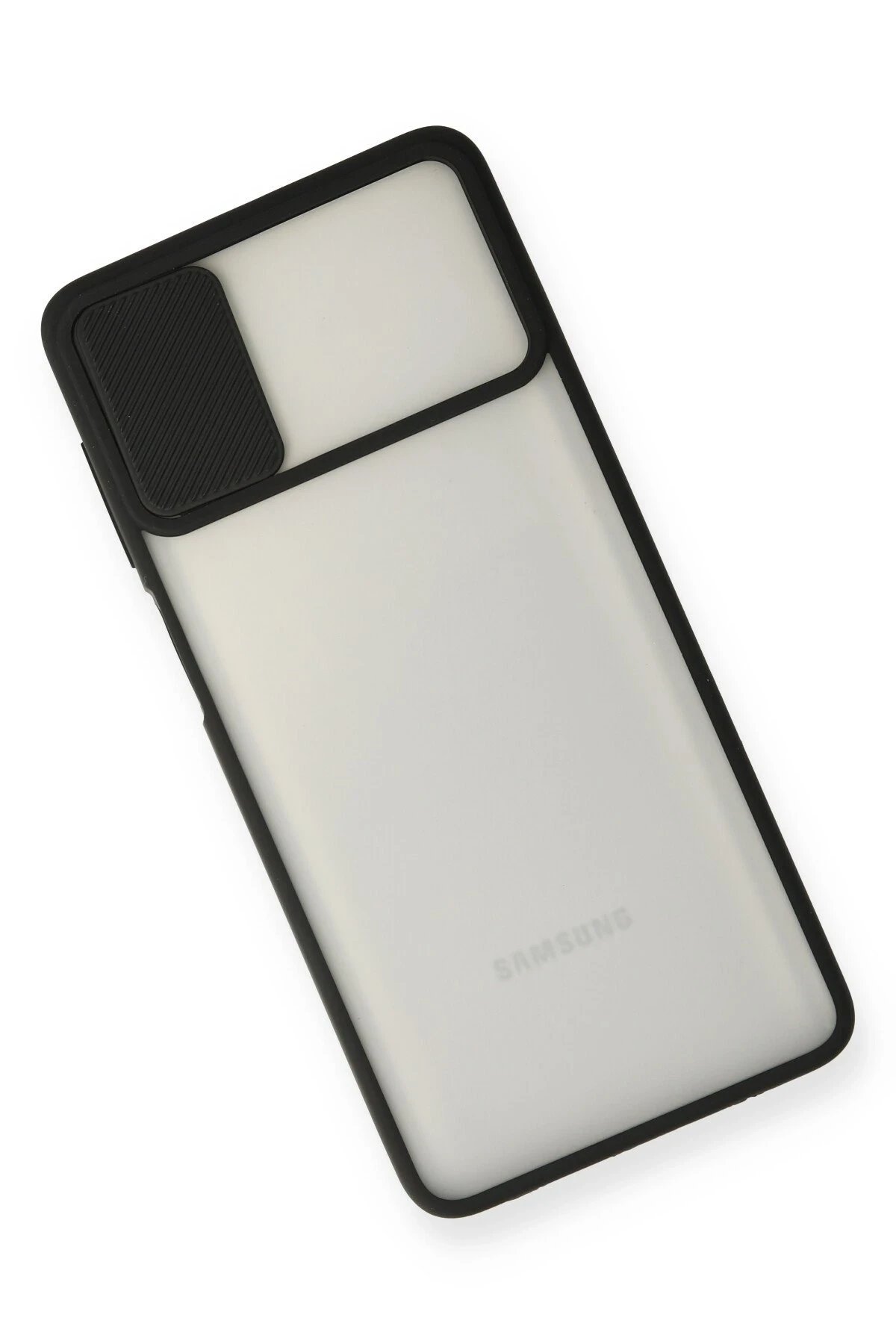 Newface Samsung Galaxy M51 Kılıf Palm Buzlu Kamera Sürgülü Silikon - Siyah