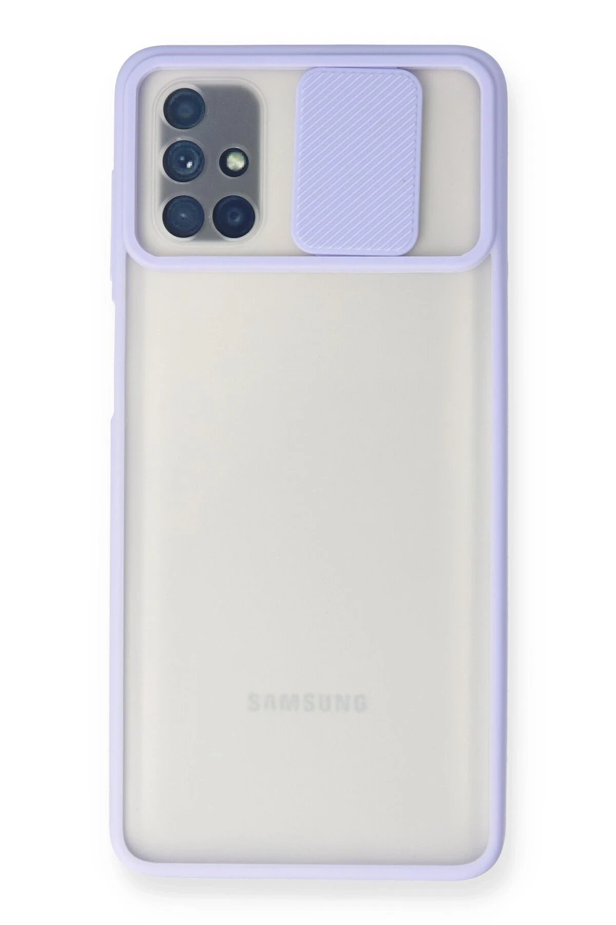 Newface Samsung Galaxy M51 Kılıf Palm Buzlu Kamera Sürgülü Silikon - Lila