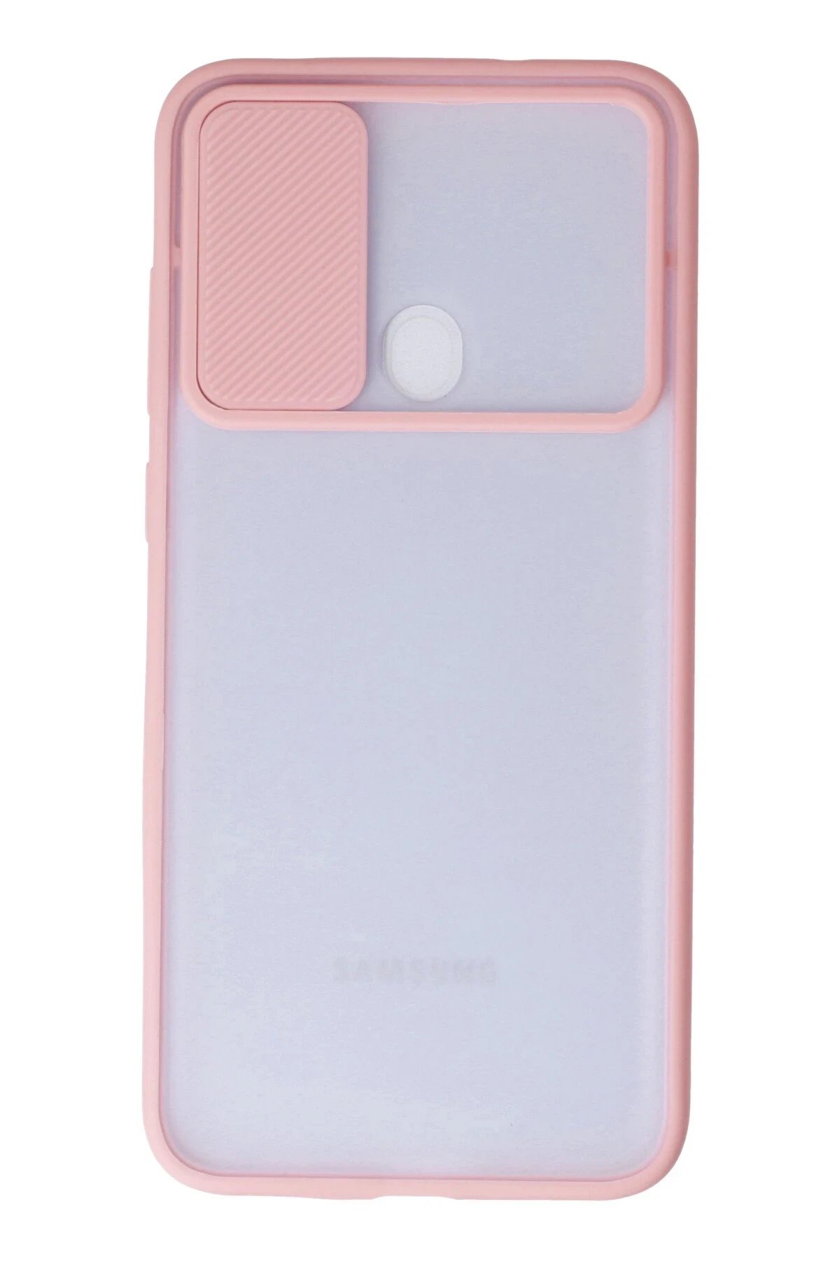 Newface Samsung Galaxy A11 Kılıf Palm Buzlu Kamera Sürgülü Silikon - Pembe