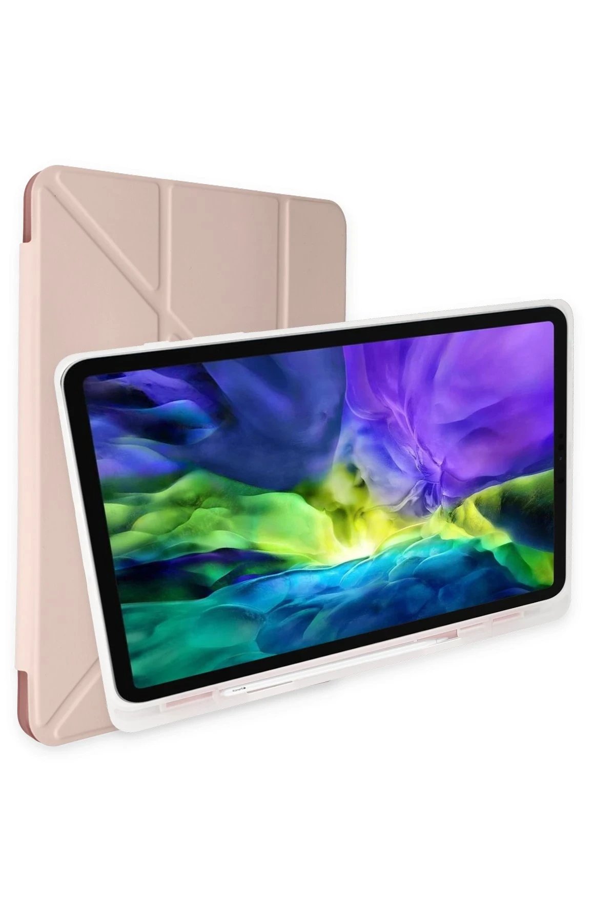 Newface Samsung Galaxy T737 Tab S7 FE 12.4 Kılıf Kalemlikli Mars Tablet Kılıfı - Rose Gold