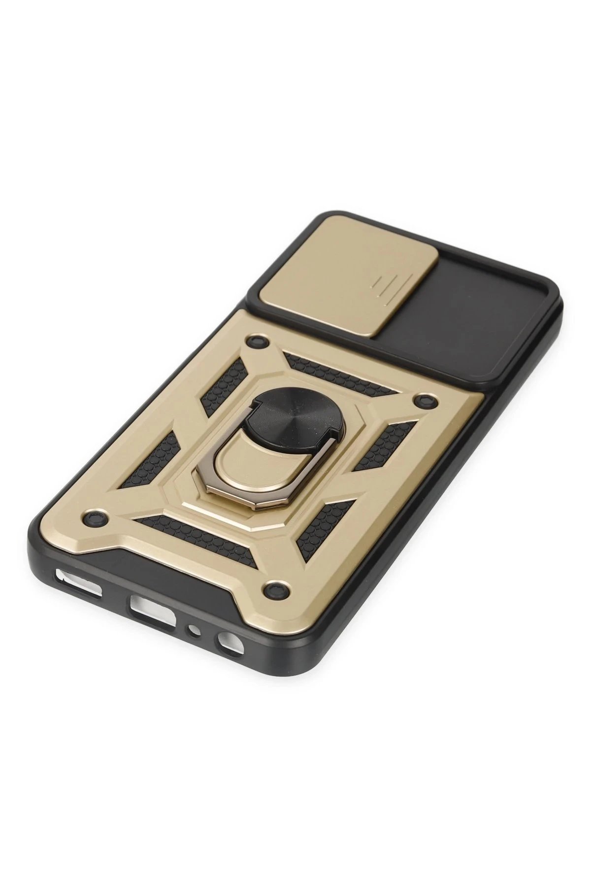 Newface Samsung Galaxy M13 Kılıf Pars Lens Yüzüklü Silikon - Gold