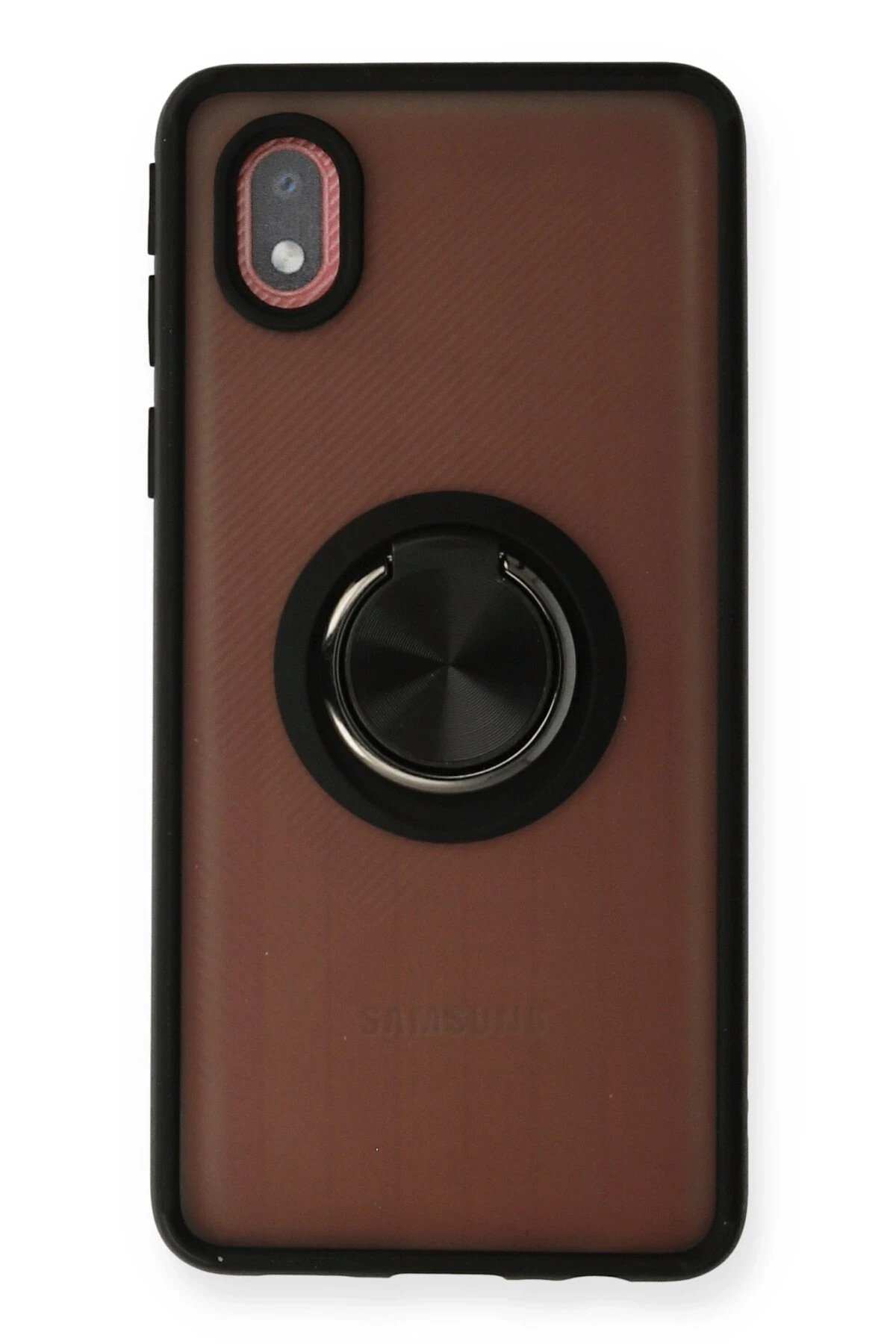 Newface Samsung Galaxy A01 Core Kılıf Montreal Yüzüklü Silikon Kapak - Siyah