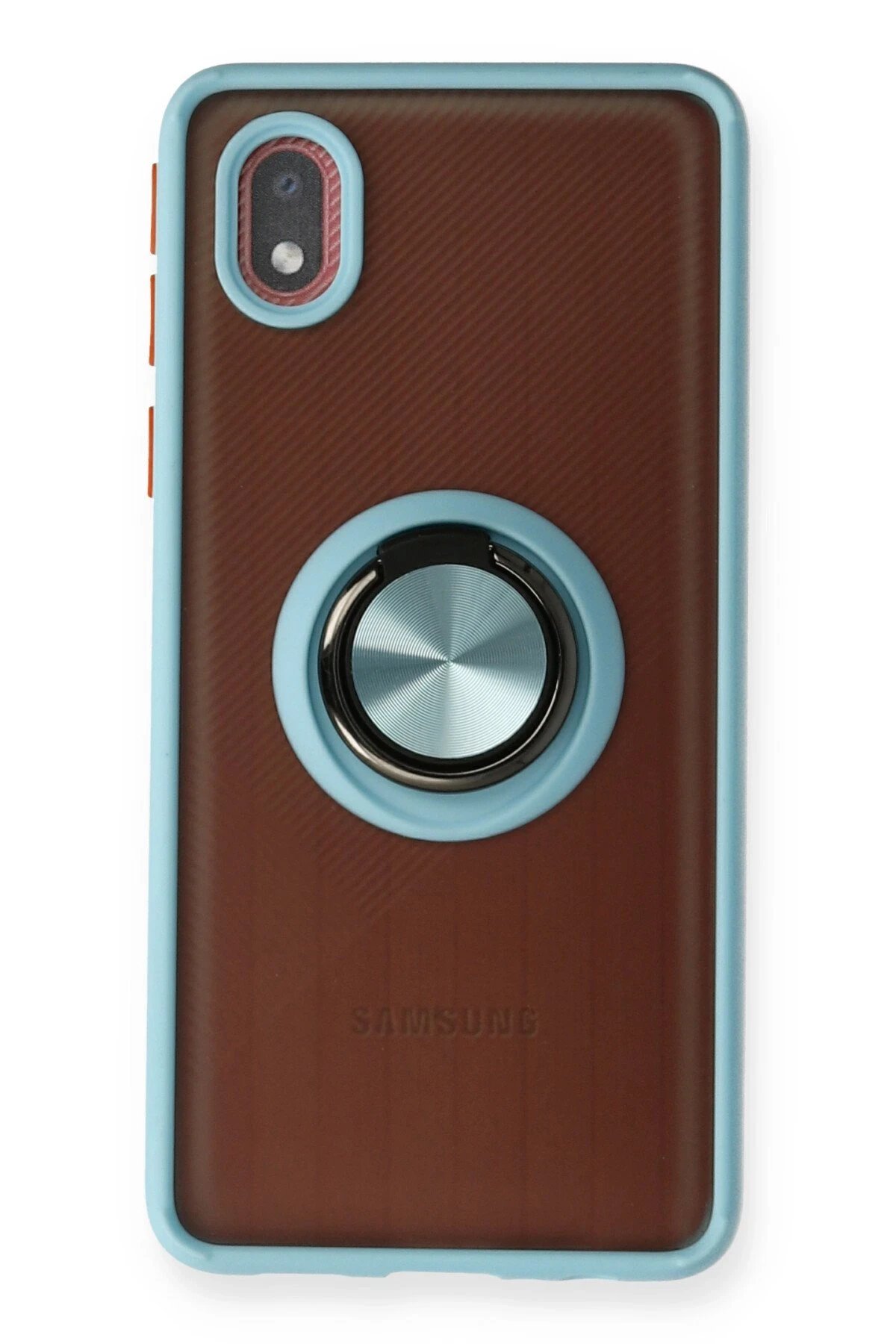 Newface Samsung Galaxy A01 Core Kılıf Montreal Yüzüklü Silikon Kapak - Buz Mavi