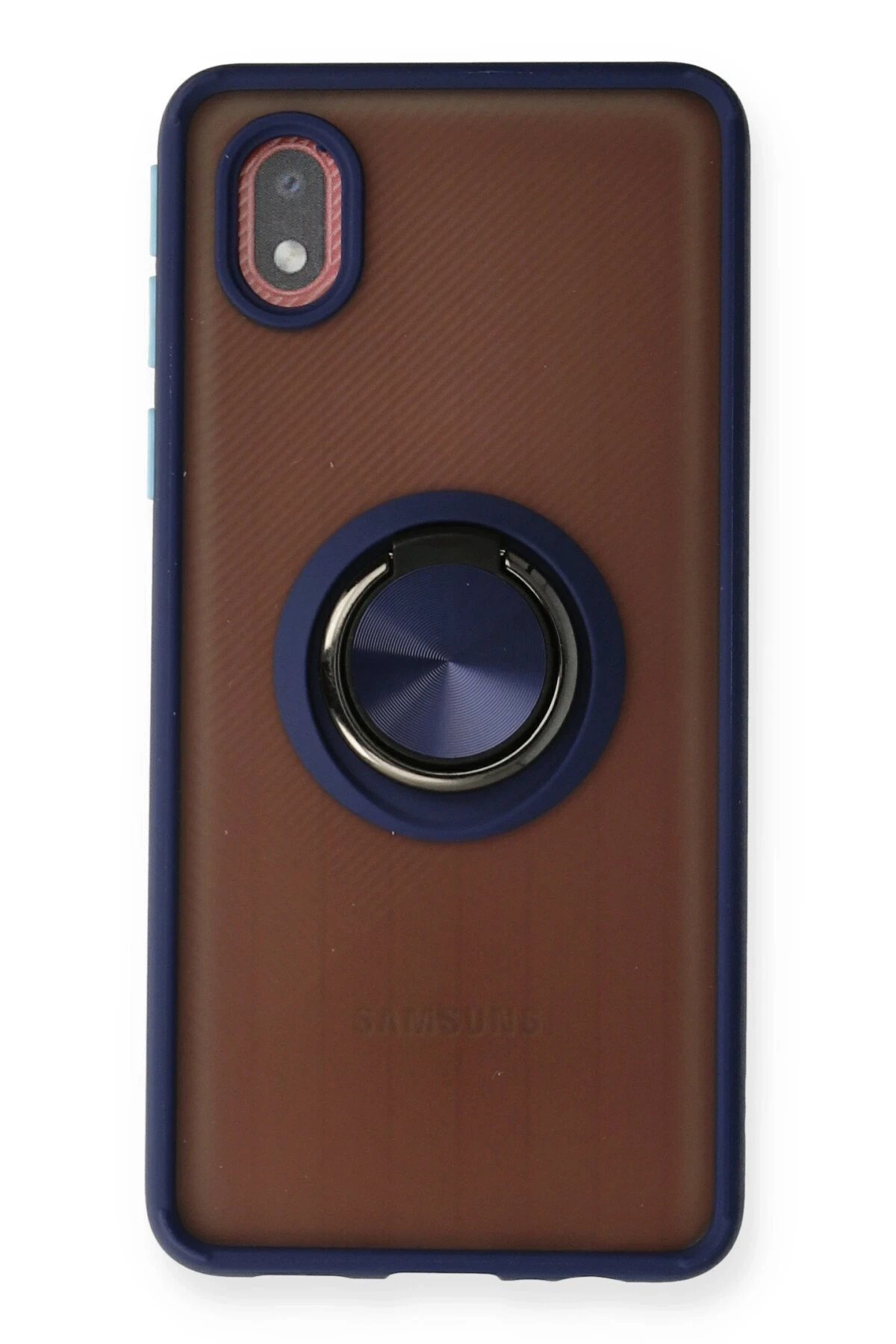 Newface Samsung Galaxy A01 Core Kılıf Montreal Yüzüklü Silikon Kapak - Lacivert