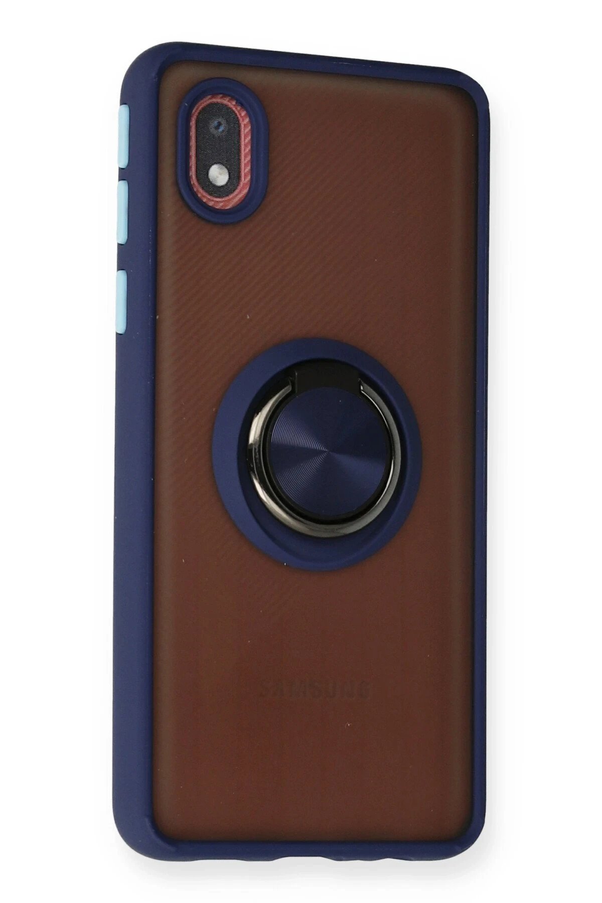 Newface Samsung Galaxy A01 Core Kılıf Montreal Yüzüklü Silikon Kapak - Lacivert