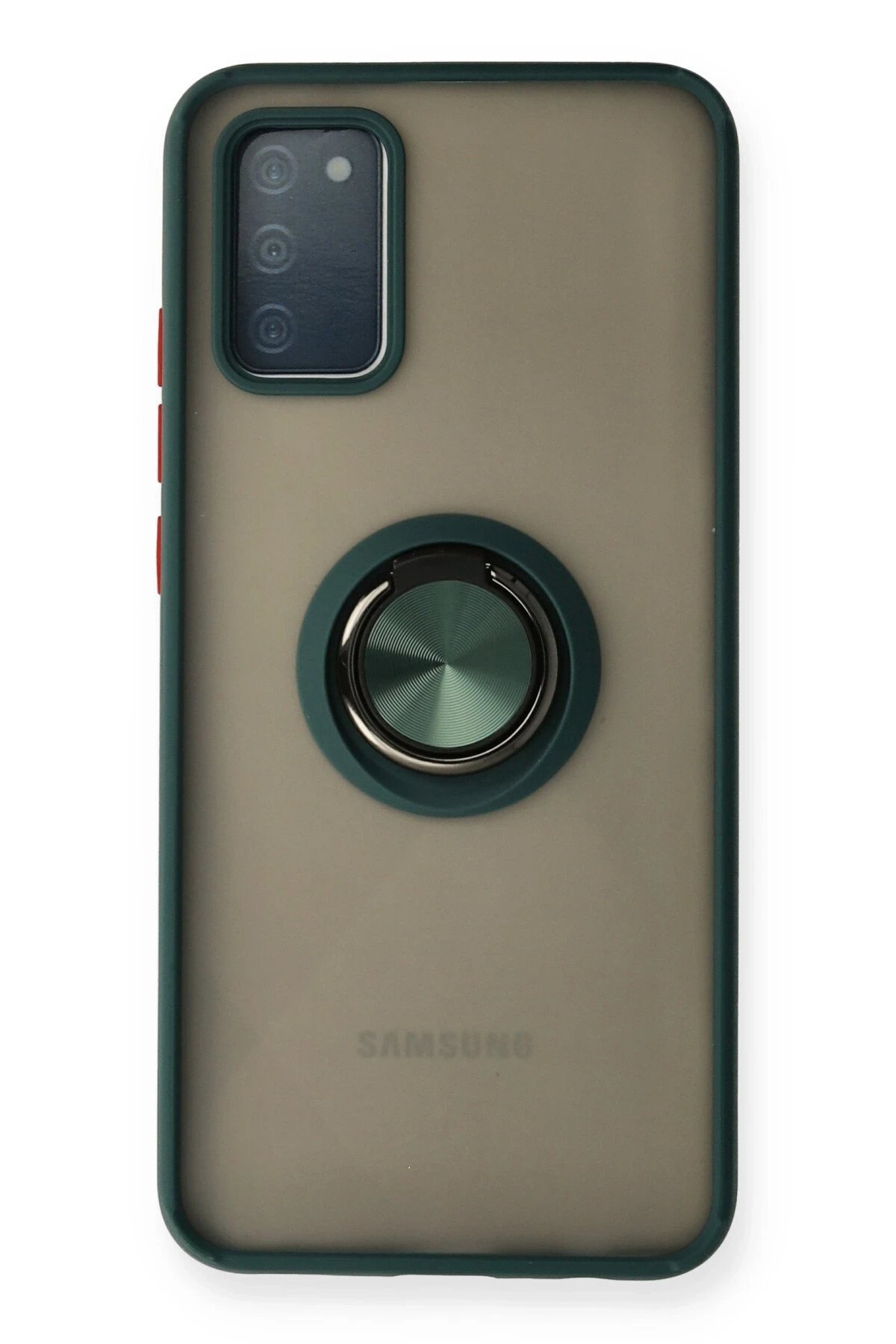 Newface Samsung Galaxy A02S Kılıf Montreal Yüzüklü Silikon Kapak - Yeşil