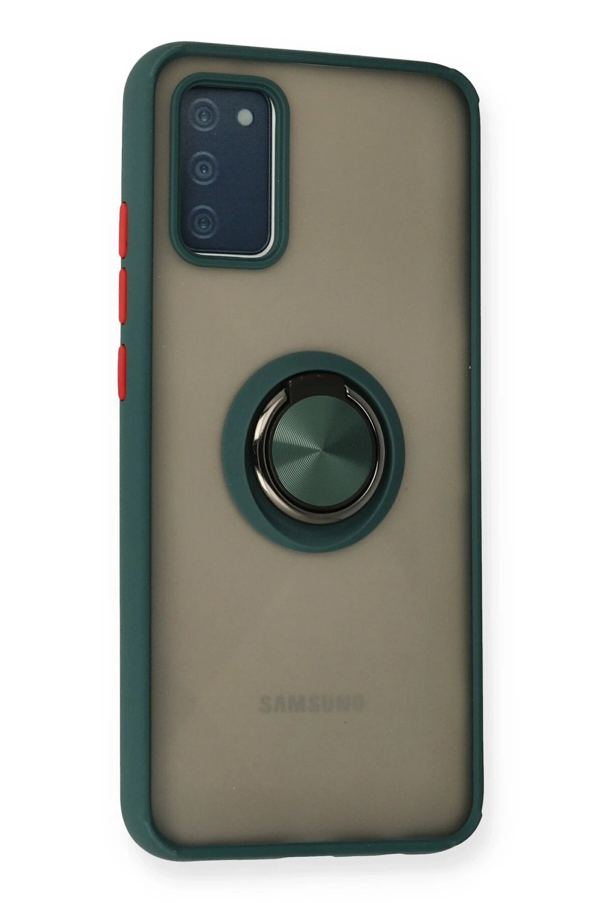 Newface Samsung Galaxy A02S Kılıf Montreal Yüzüklü Silikon Kapak - Yeşil