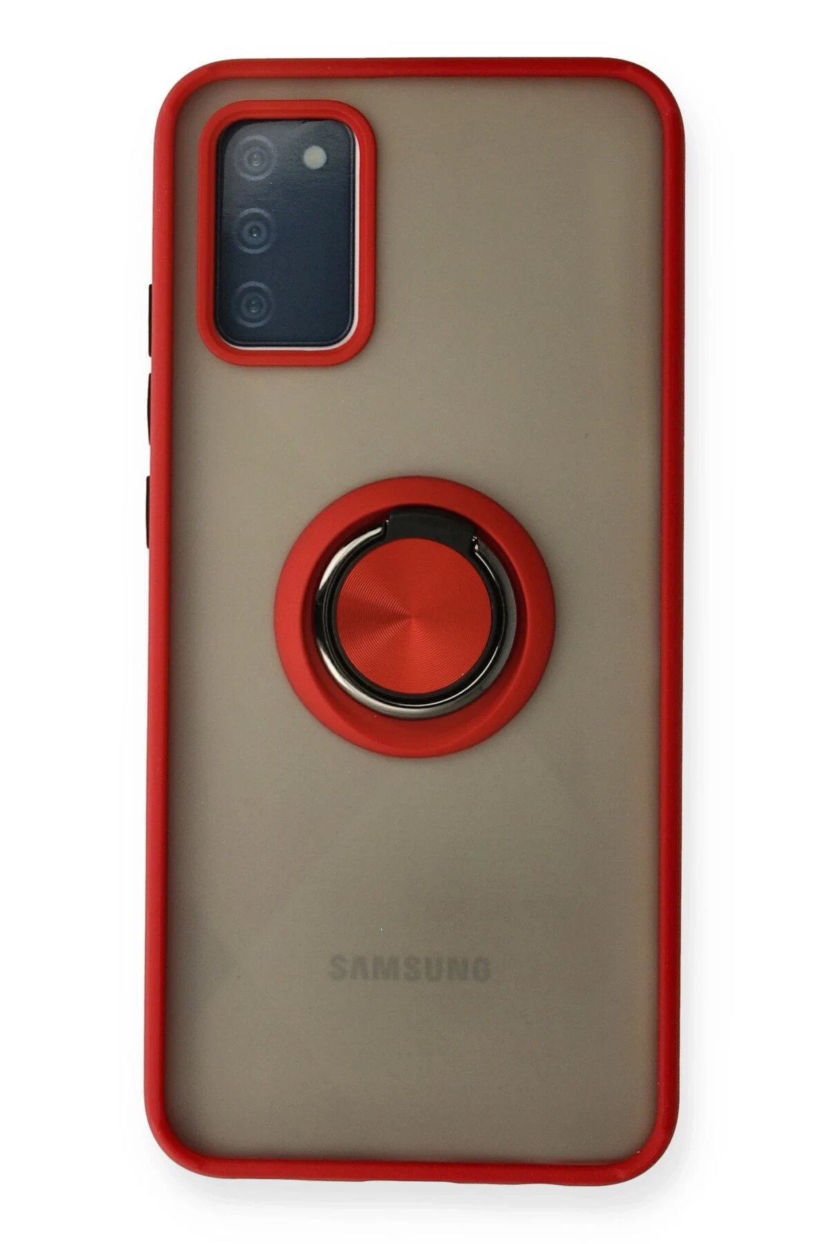 Newface Samsung Galaxy A02S Kılıf Montreal Yüzüklü Silikon Kapak - Kırmızı