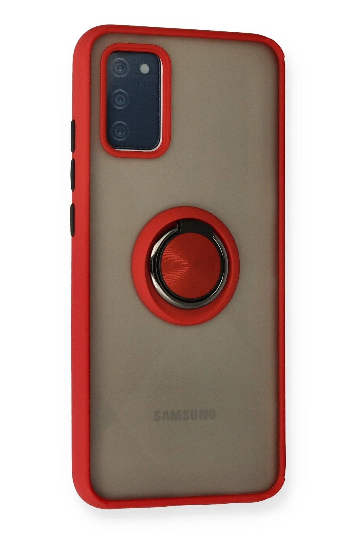 Newface Samsung Galaxy A02S Kılıf Montreal Yüzüklü Silikon Kapak - Kırmızı