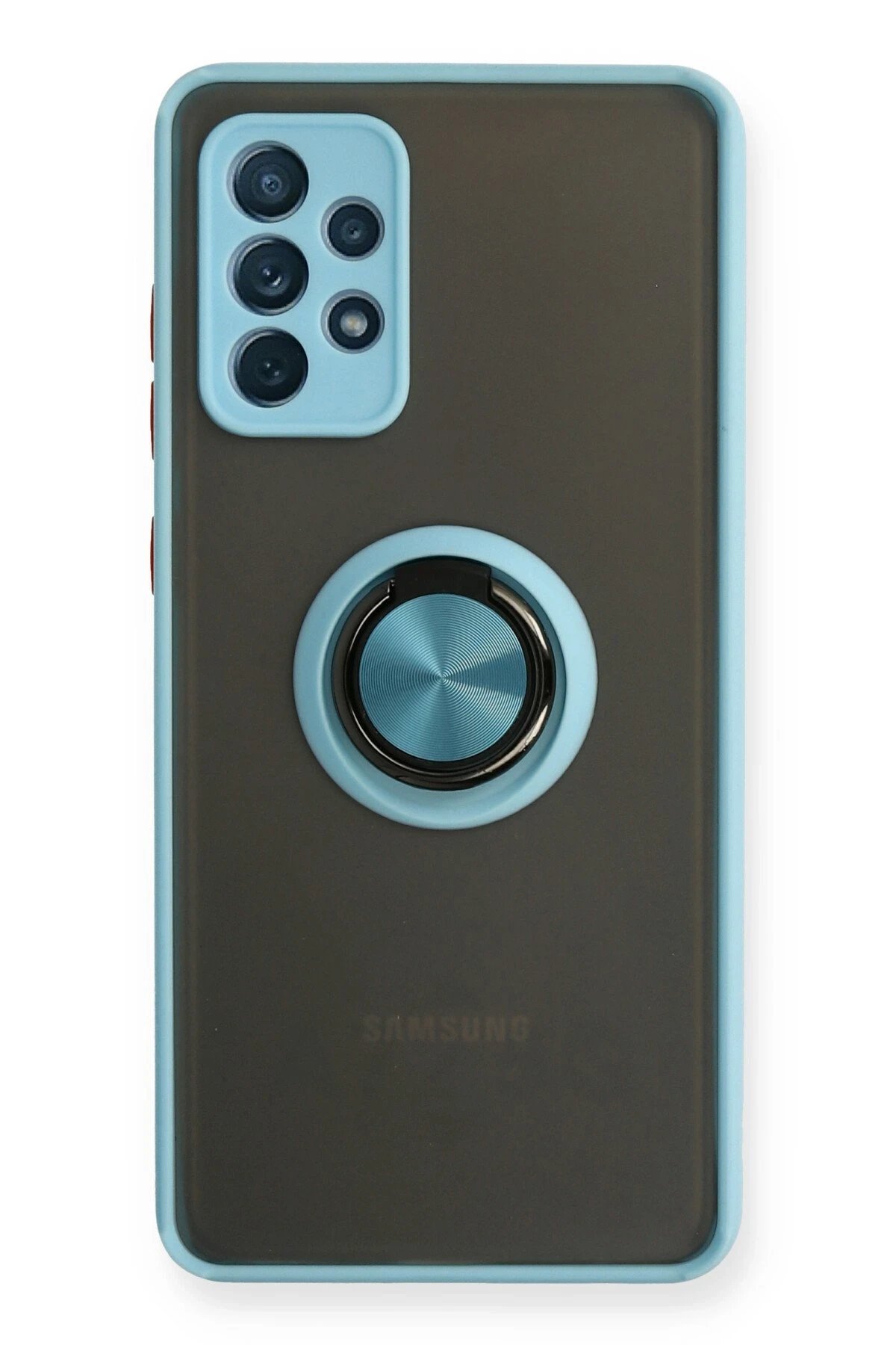 Newface Samsung Galaxy A72 Kılıf Montreal Yüzüklü Silikon Kapak - Buz Mavi