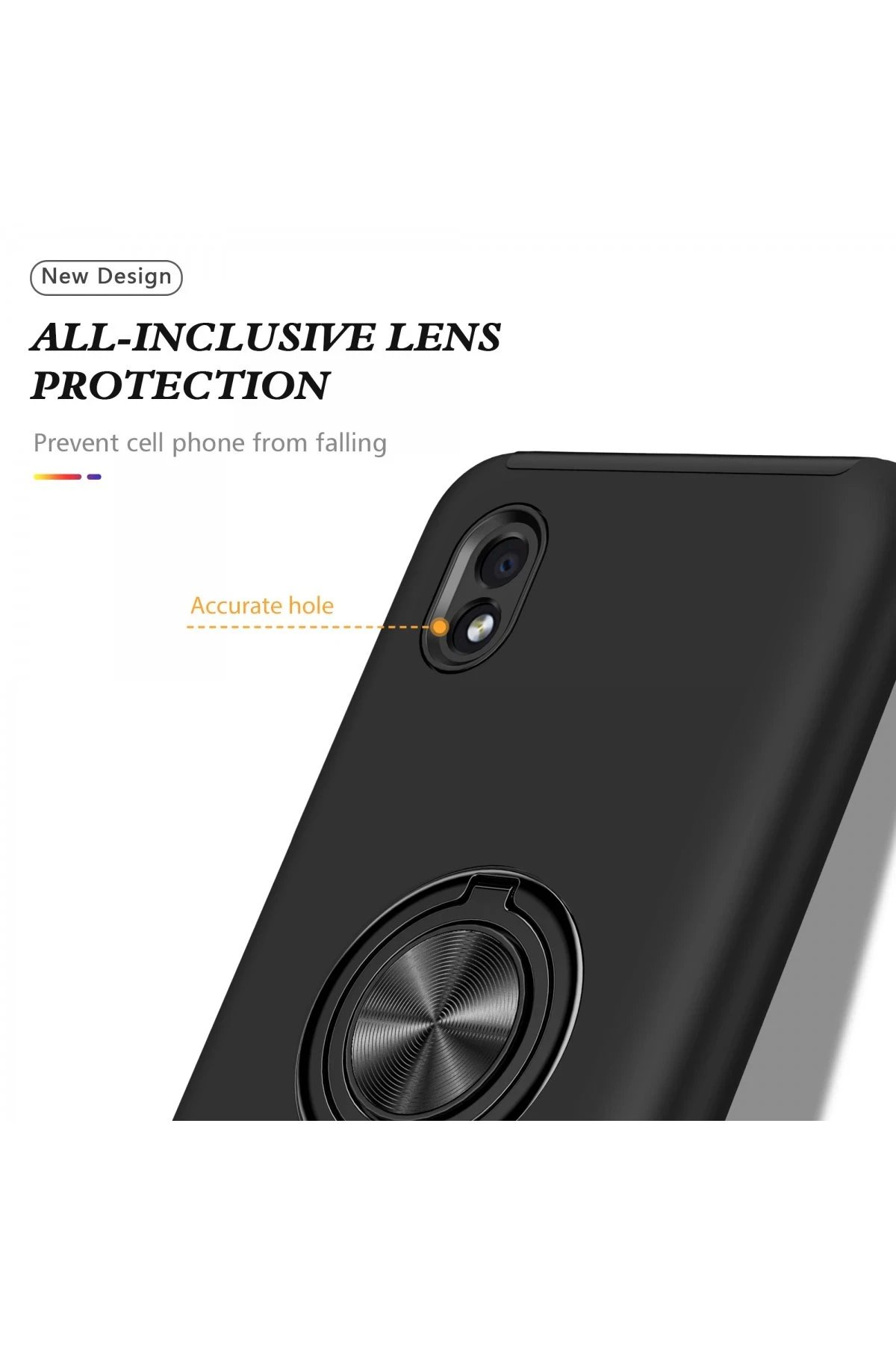 Newface Samsung Galaxy A01 Core Kılıf Elit Yüzüklü Kapak - Siyah