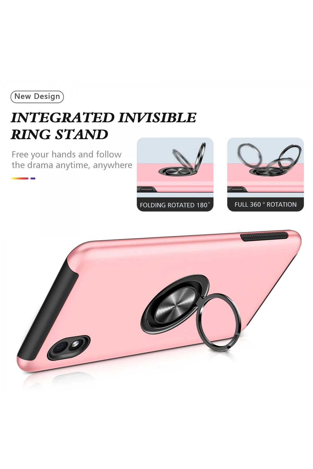 Newface Samsung Galaxy A01 Core Kılıf Elit Yüzüklü Kapak - Pembe