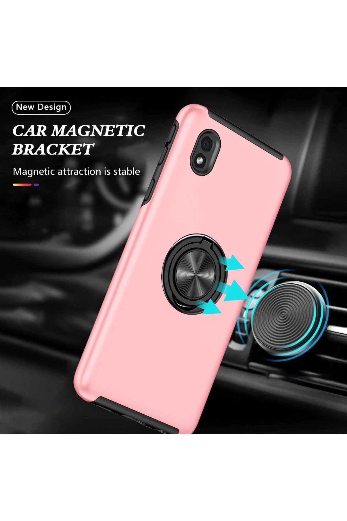 Newface Samsung Galaxy A01 Core Kılıf Elit Yüzüklü Kapak - Pembe