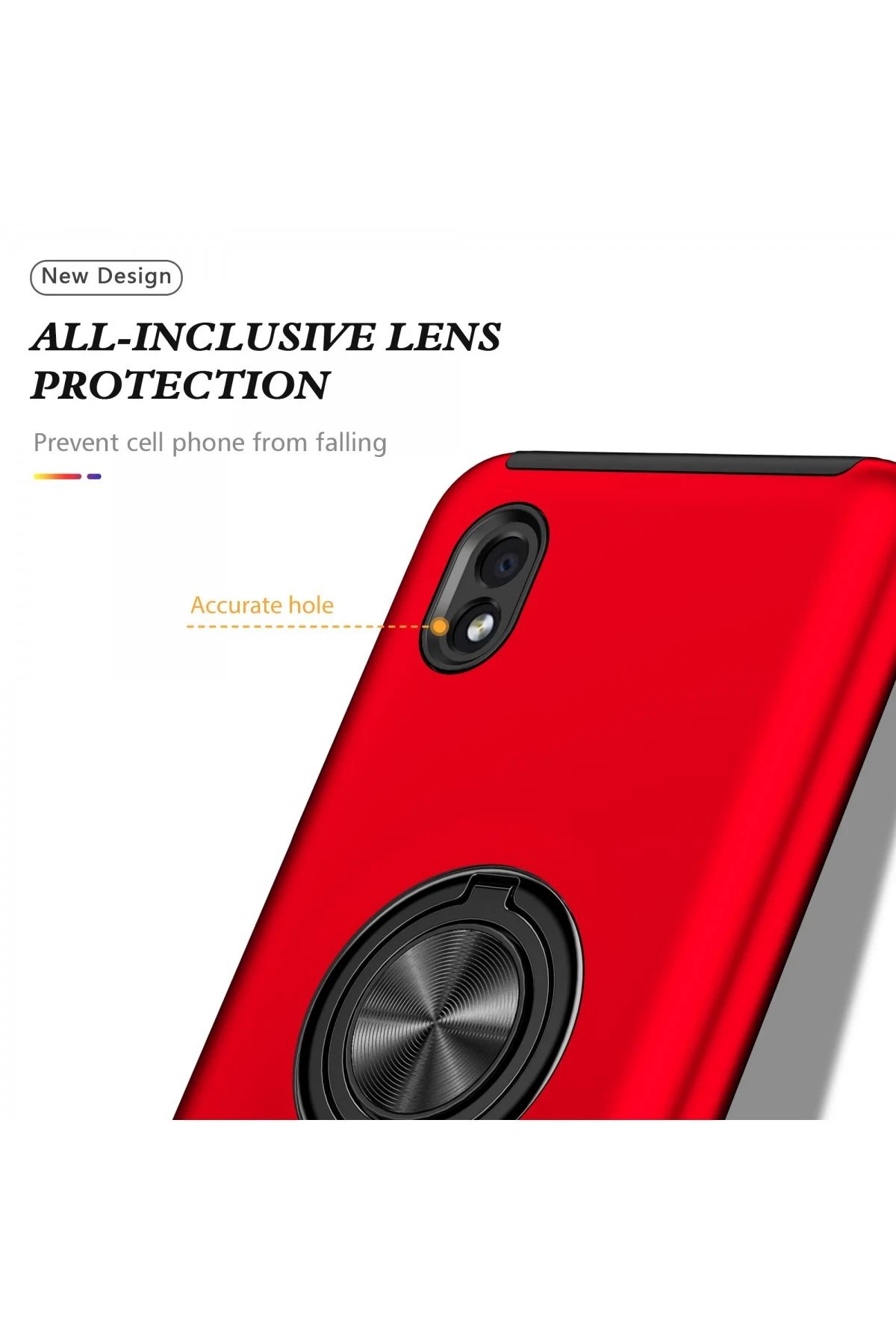 Newface Samsung Galaxy A01 Core Kılıf Elit Yüzüklü Kapak - Kırmızı