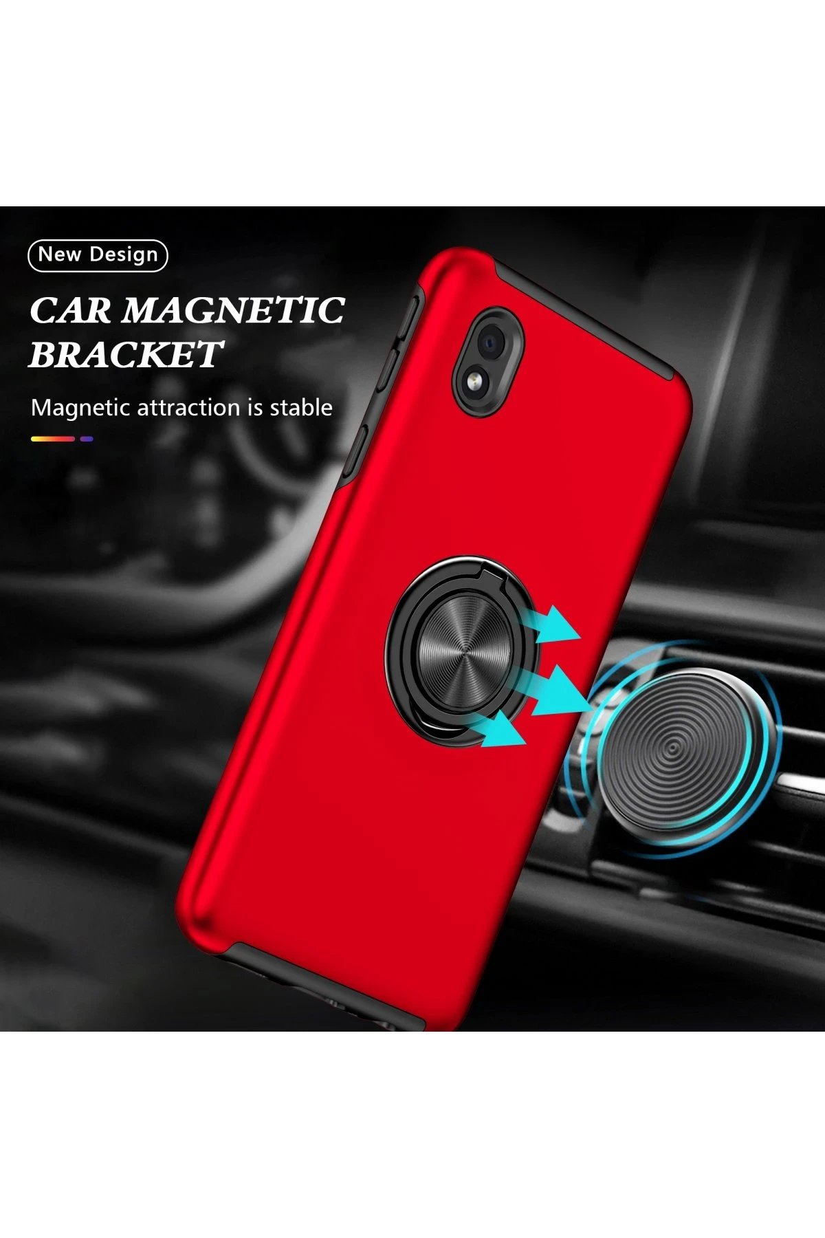 Newface Samsung Galaxy A01 Core Kılıf Elit Yüzüklü Kapak - Kırmızı